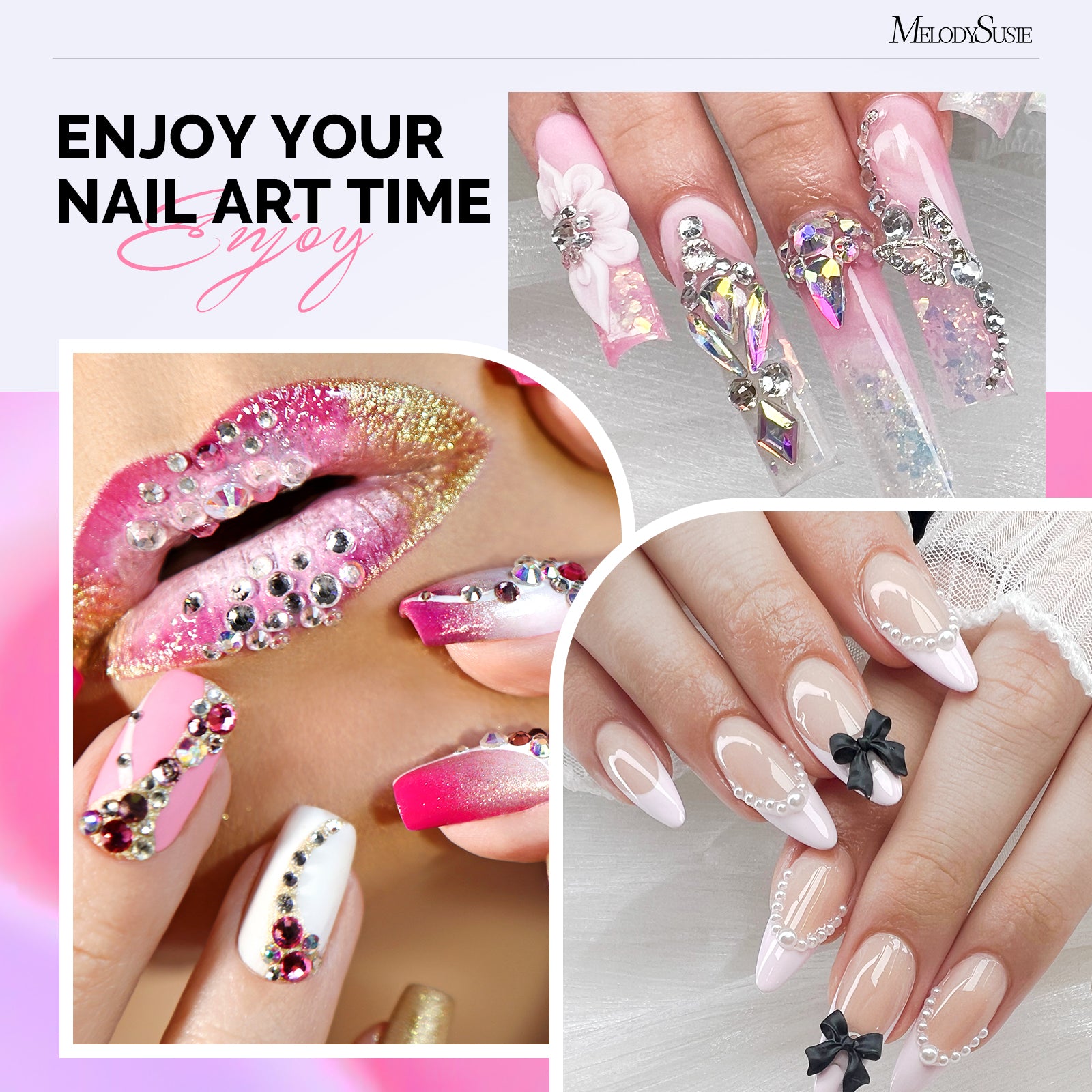 Nail Art Rhinestone Picker Tool Set - Pink & Purple - US ONLY