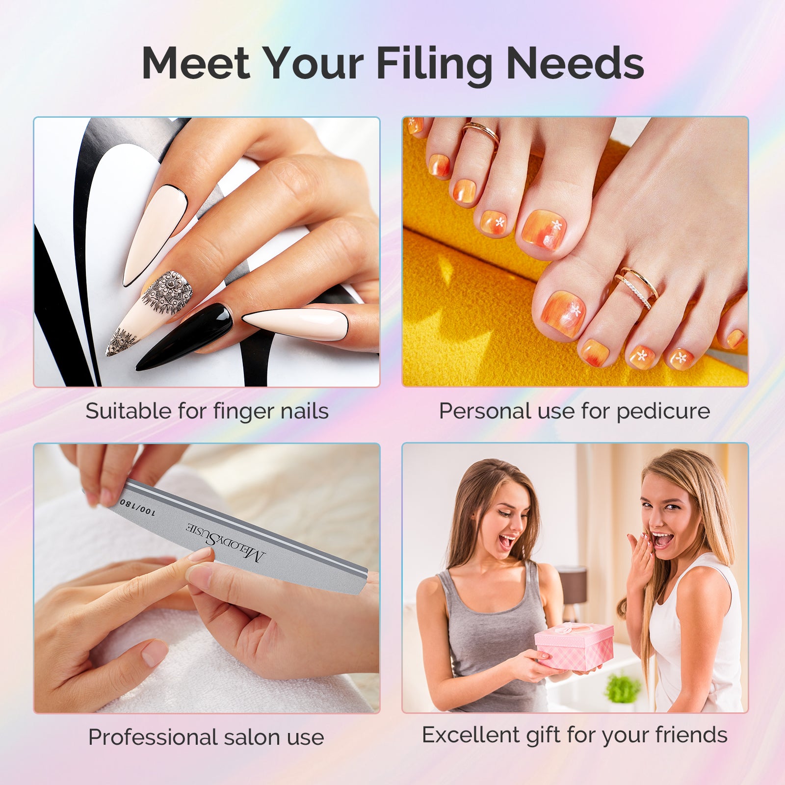 Professional Nail Files and Buffers 16Pcs Kit - 100/180 Grit