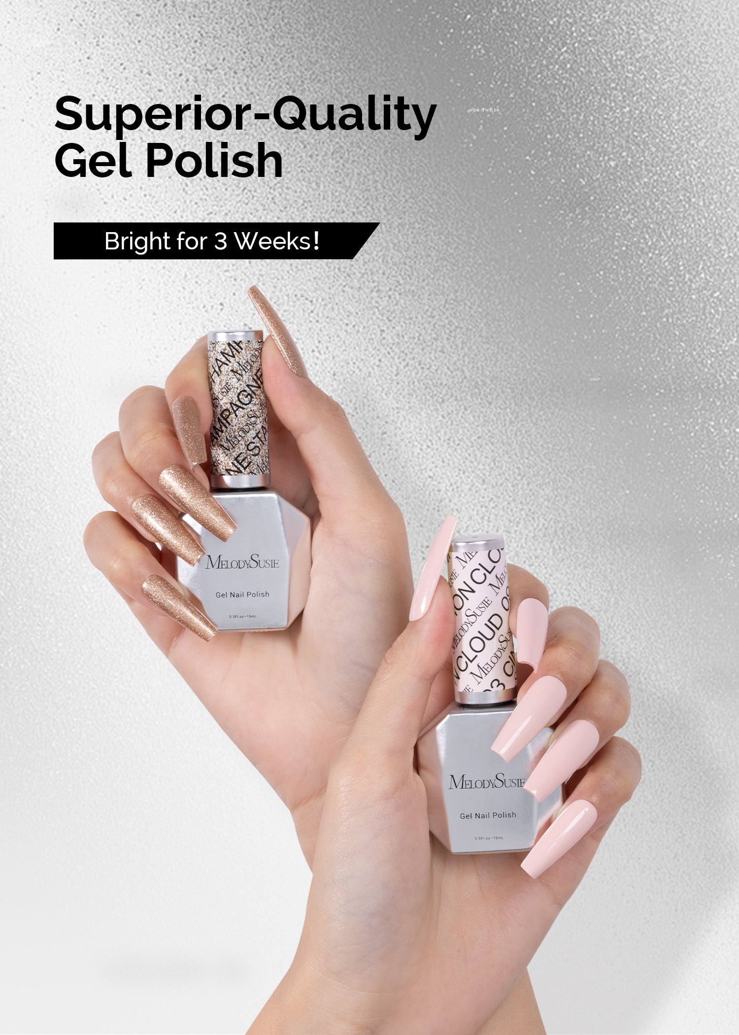 Gel Nail Polish Gold and Nude Pink - 2 Pack 15ml