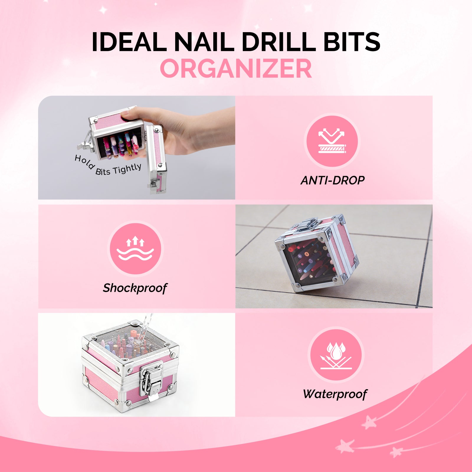 Nail Drill Bits Holder 25 Holes Case (Drill Bits Not Included)