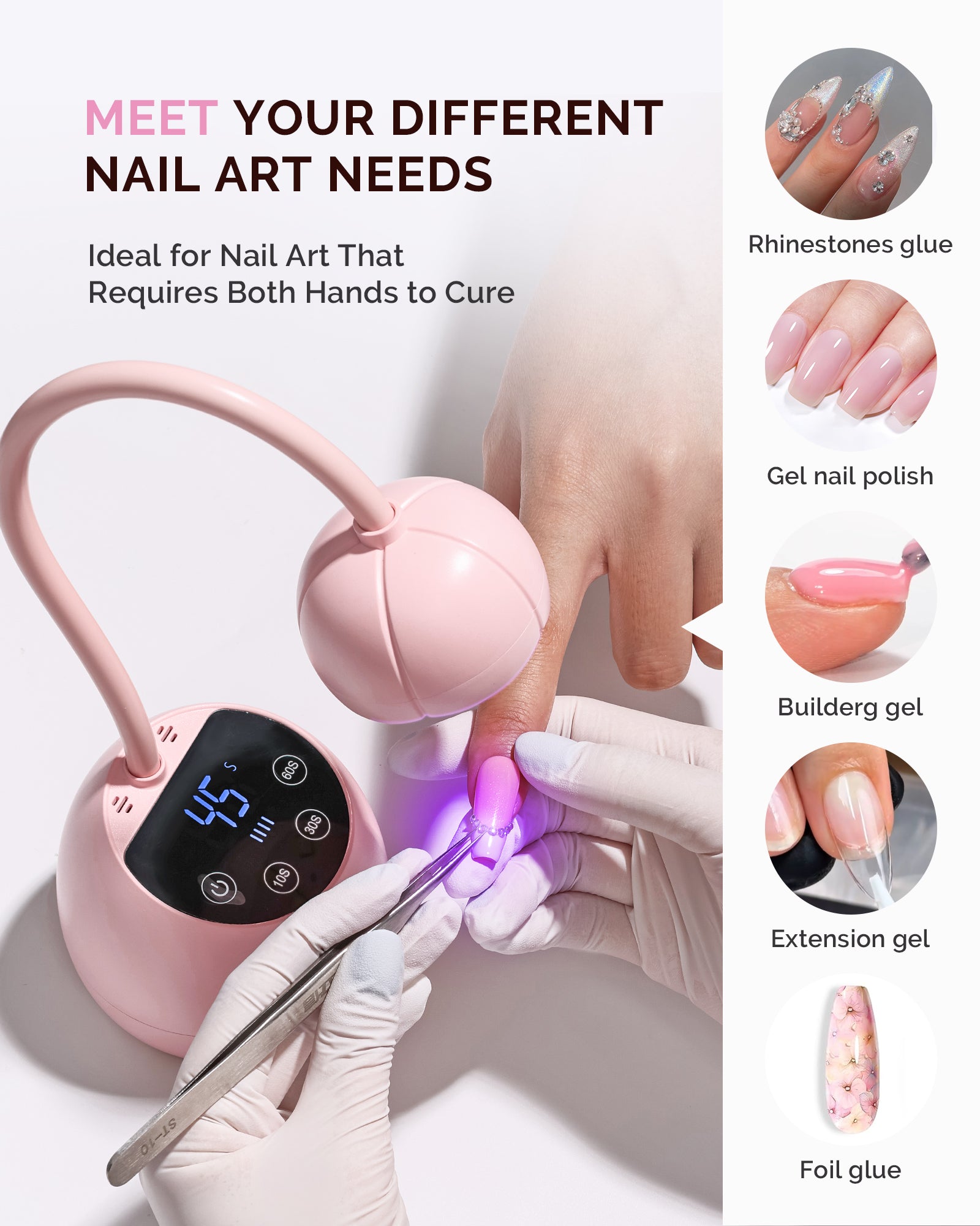 P-ArtM2 Gooseneck Cordless UV Nail Lamp - Pink