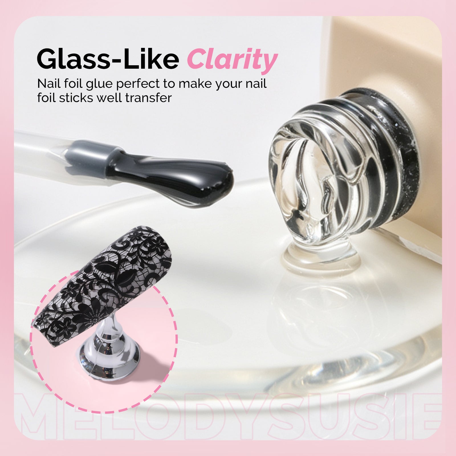 Nail Foil Glue Gel with 20 Rolls Lace Flower Stickers Set