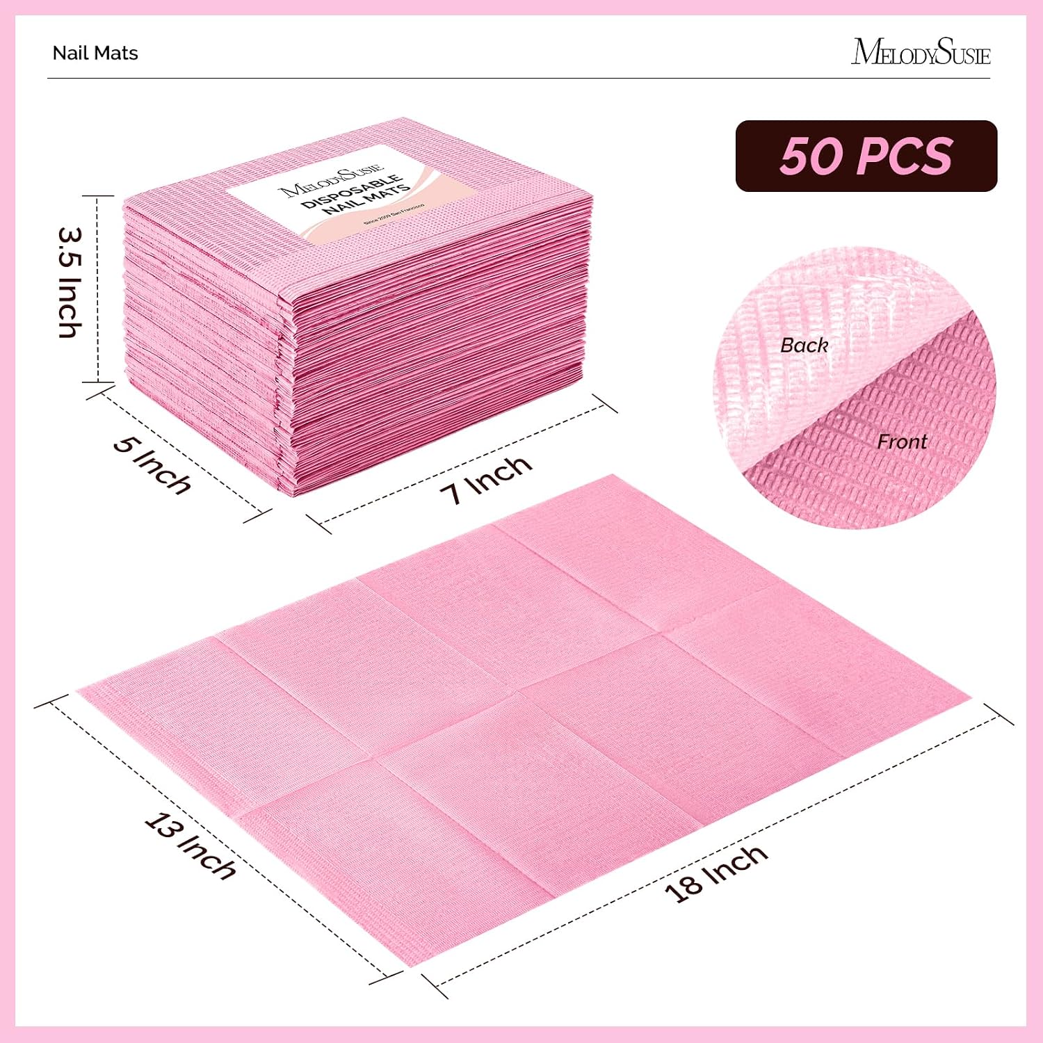 Disposable Nail Mats, 3-Ply Absorbent Nail Art Table Pads 50Pcs