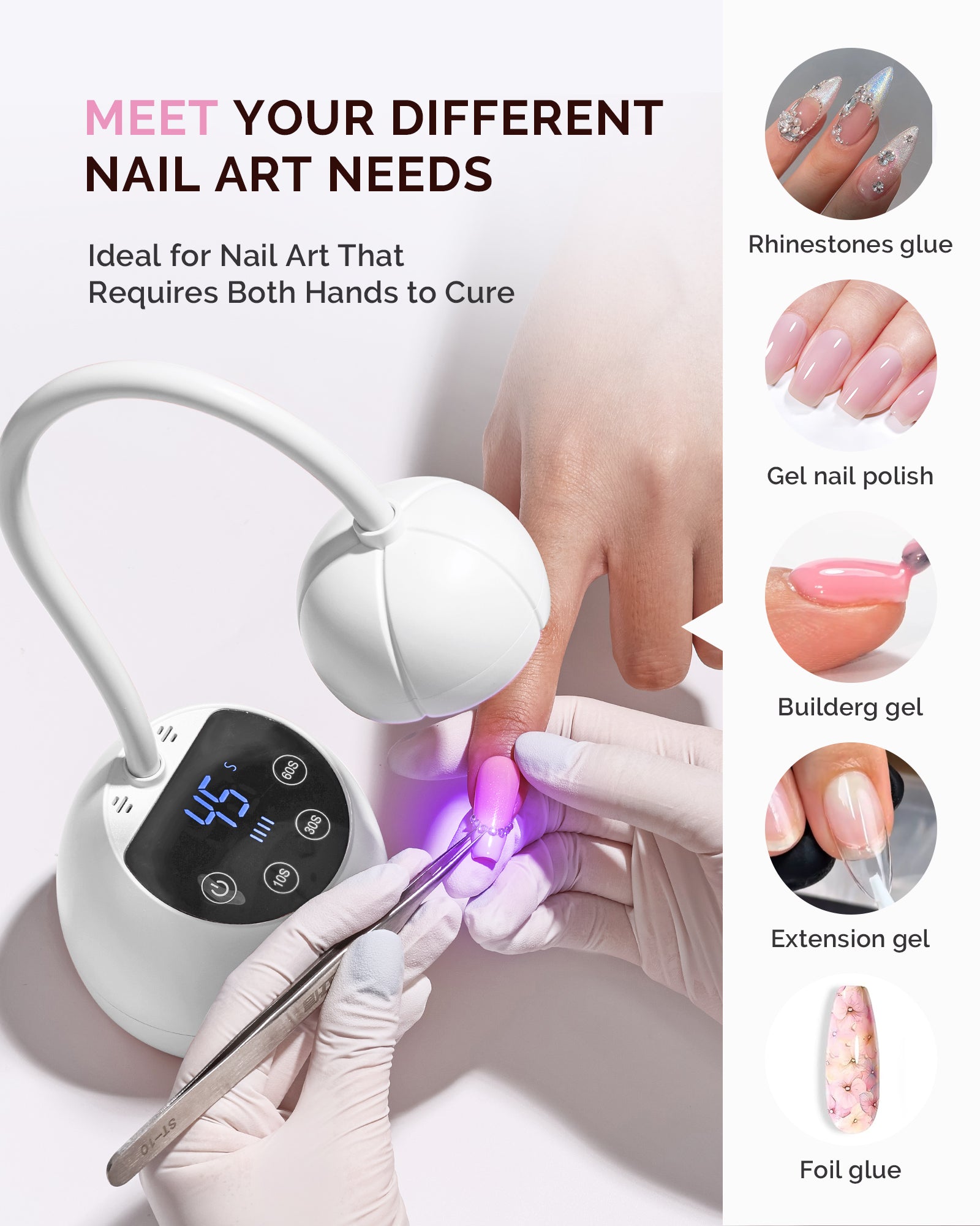 P-ArtM2 Gooseneck Cordless UV Nail Lamp - White