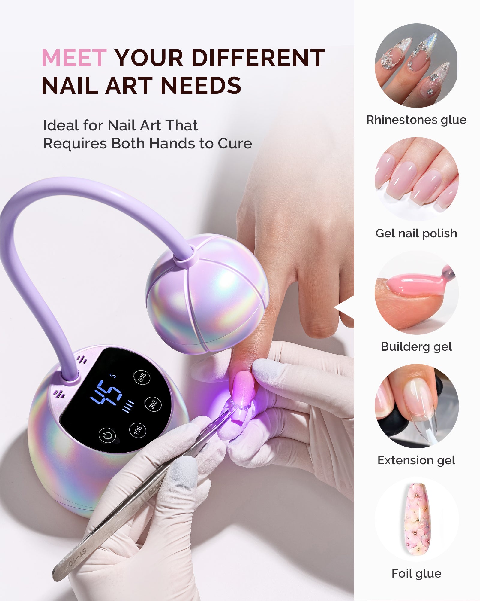 (US ONLY) P-ArtM2 Gooseneck Cordless UV Nail Lamp - Pearl Purple