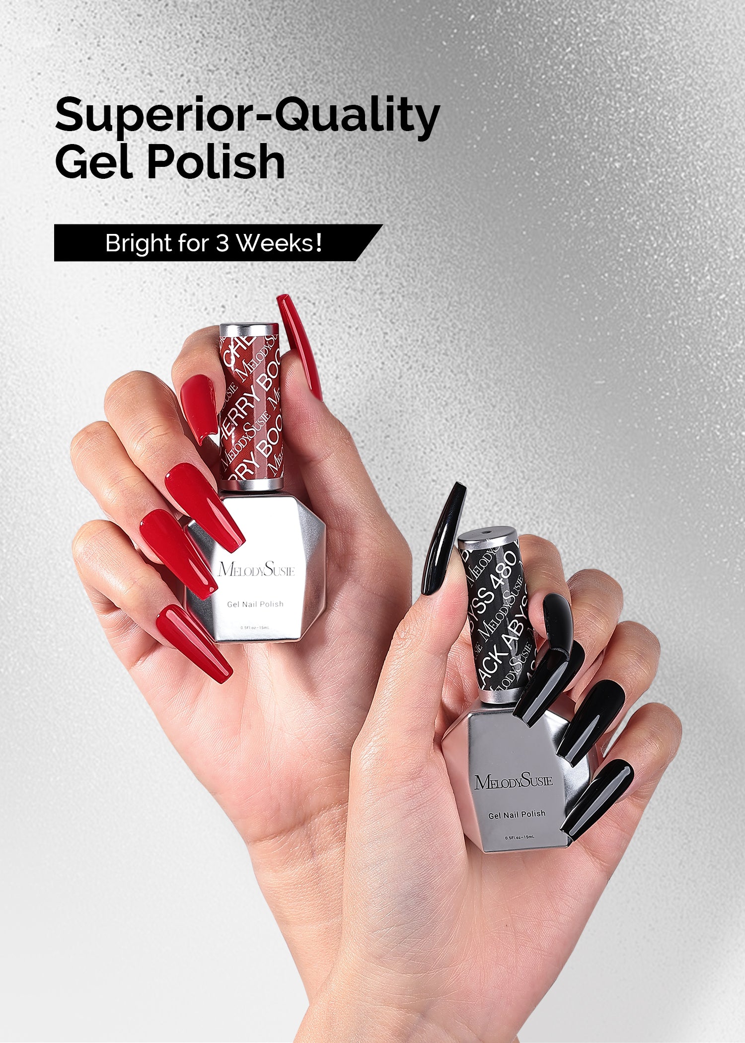 Gel Nail Polish Black and Red 2 Pack 15ml