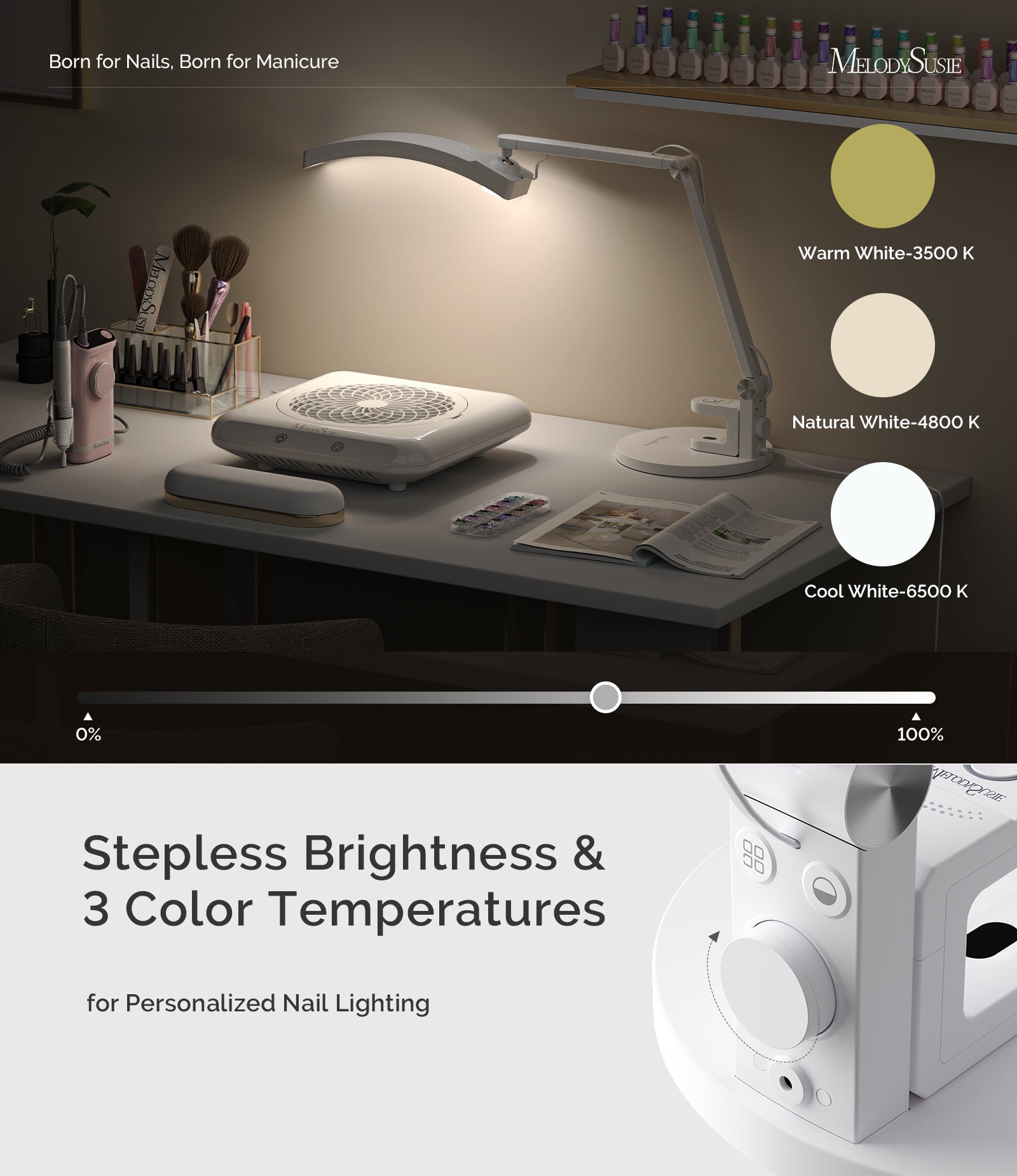 S-Pro29G Nail-Focused 3-Mode Manicure Table Lamp