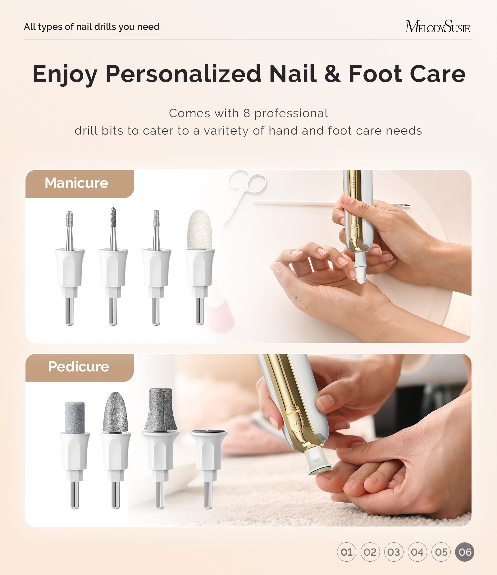 PC760G Manicure & Pedicure Nail Drill Kit 4600 RPM - Gold
