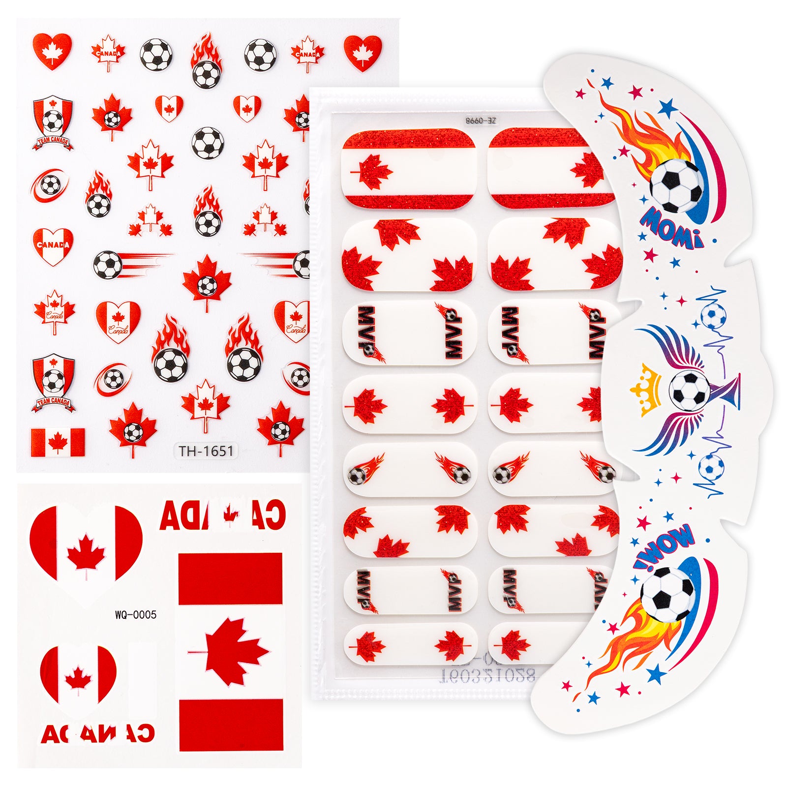 Gameday FanGlow Kit with World Cup Soccer Flag Nail Strips & Face Temporary Tattoos