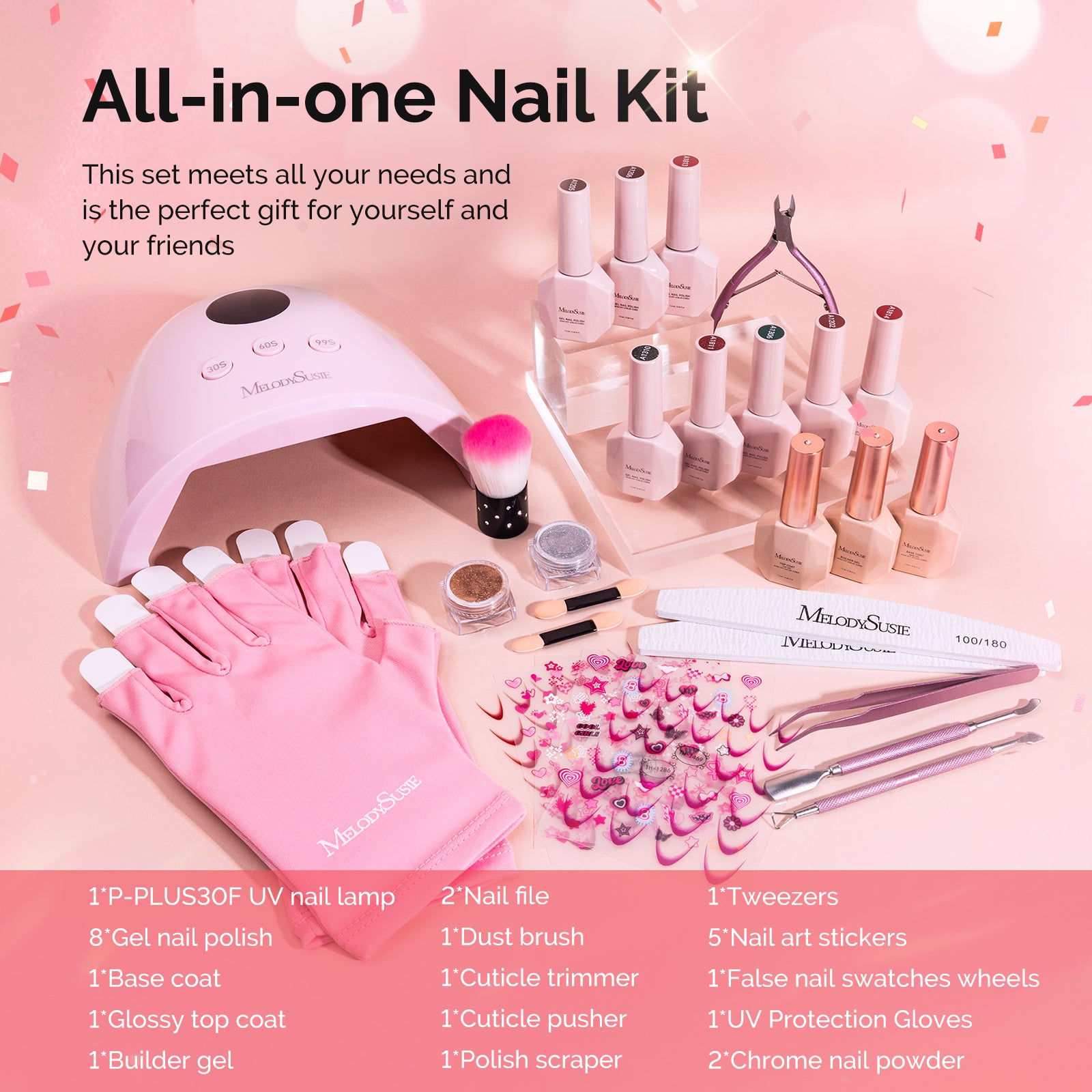 Gel Nail Polish Kit with UV Light P-PLUS30F