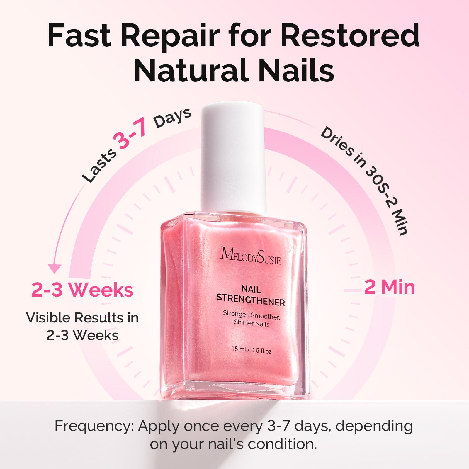 Nail Strengthener and Growth Treatment, 2-in-1 Ridge Filling Base Coat & Glossy Concealer Polish 15ml 0.5 Fl Oz
