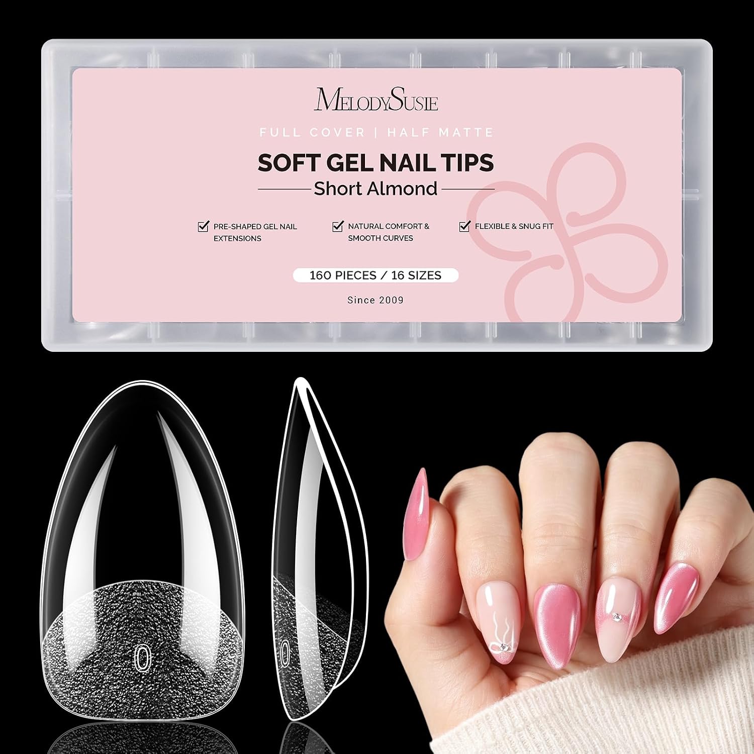 160Pcs Half Matte Clear Acrylic Full Cover Nail Tips