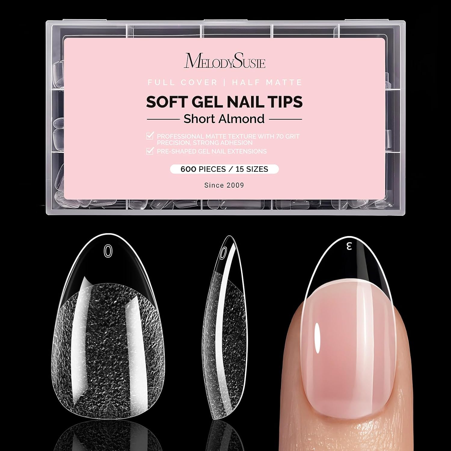 600Pcs Half Matte Clear Acrylic Full Cover Nail Tips
