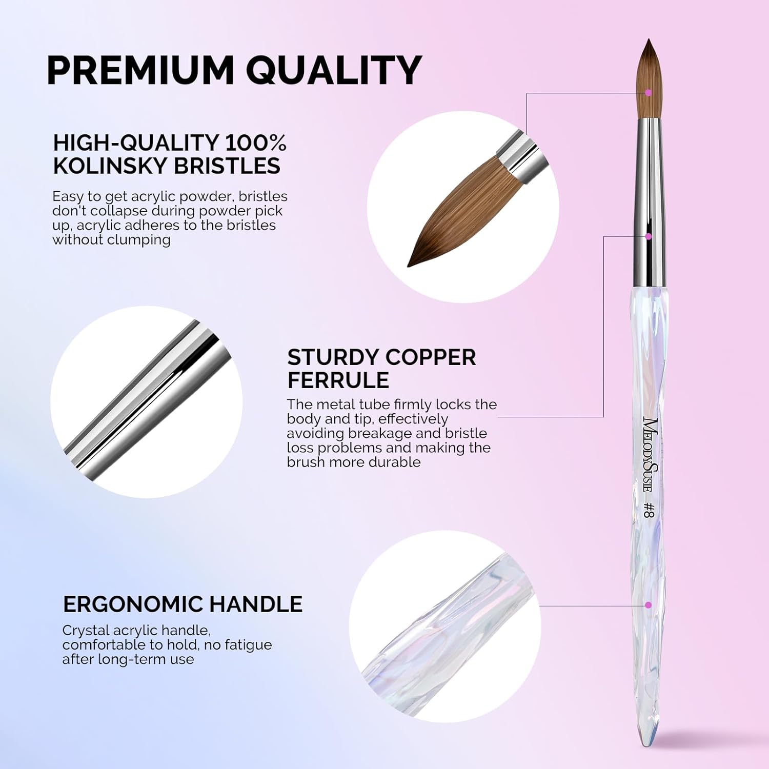 100% Kolinsky Acrylic Nail Brush