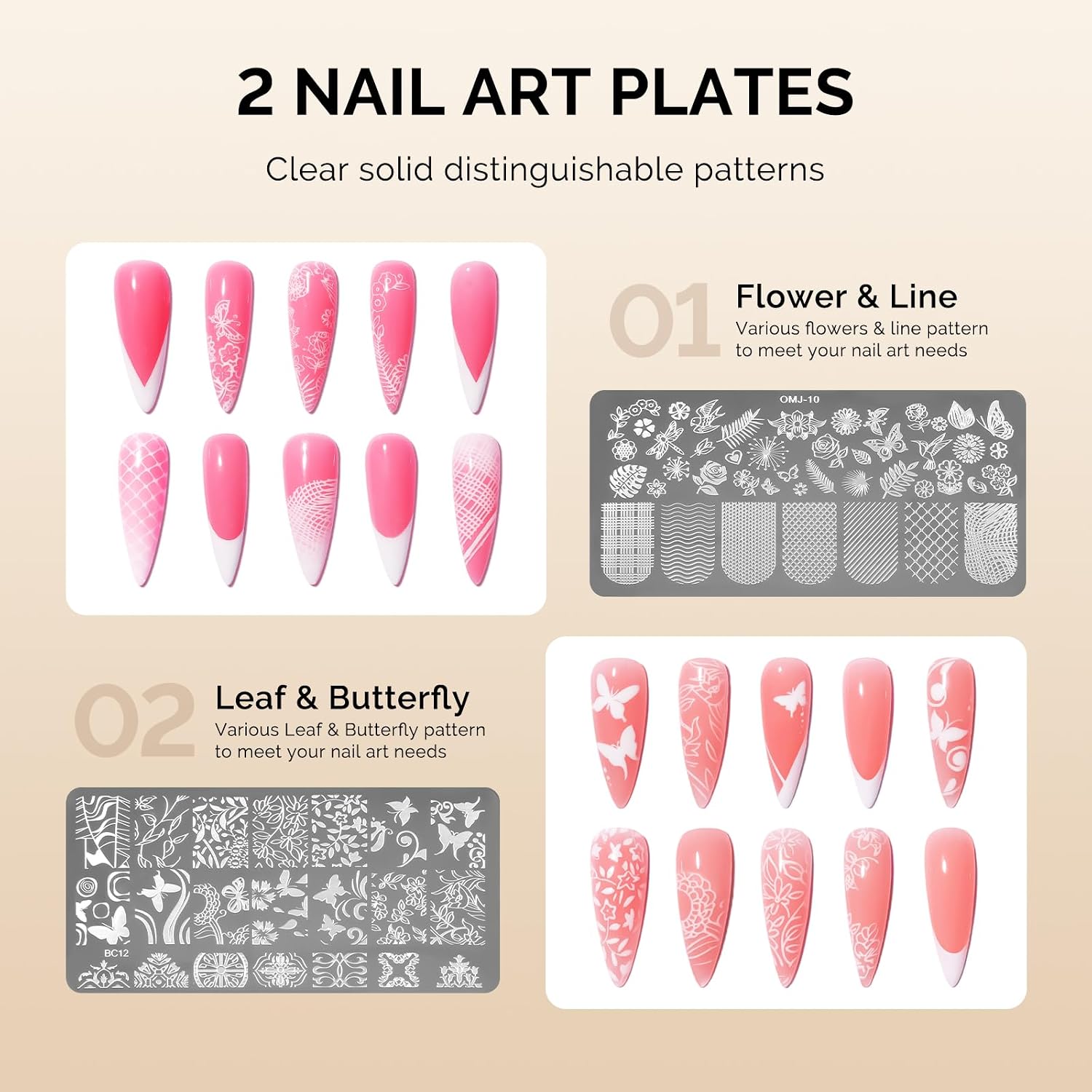 French Nail Stamper Kit with Stamping Plates 6PCS