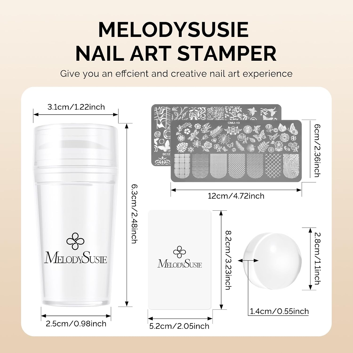 French Nail Stamper Kit with Stamping Plates 6PCS