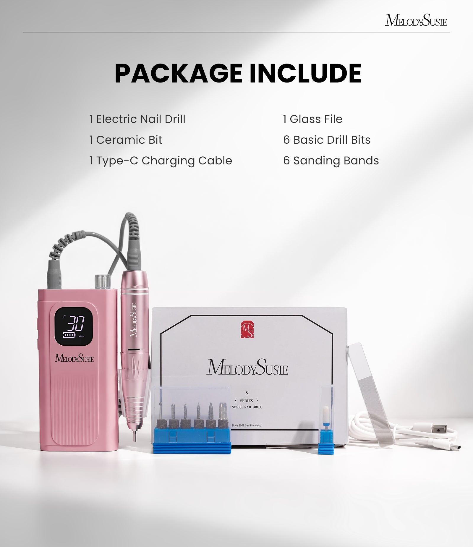 SC300E Clip-On Rechargeable Nail Drill 30,000RPM