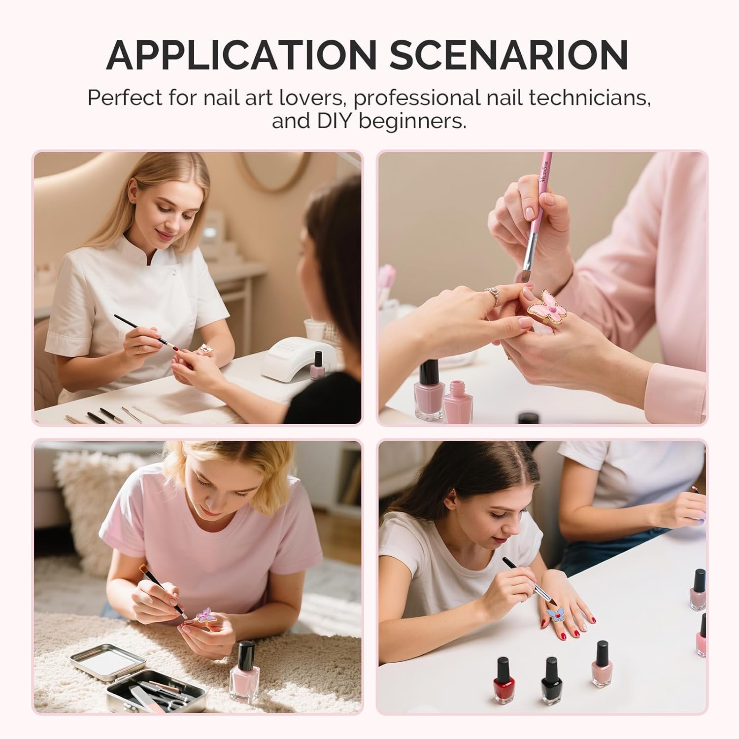 Adjustable Resin Nail Art Palette Finger Rings Set 4Pcs