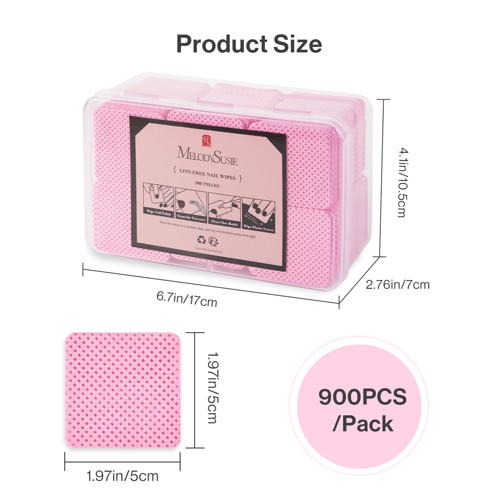 900 Pcs Lint Free Nail Wipes - Pink