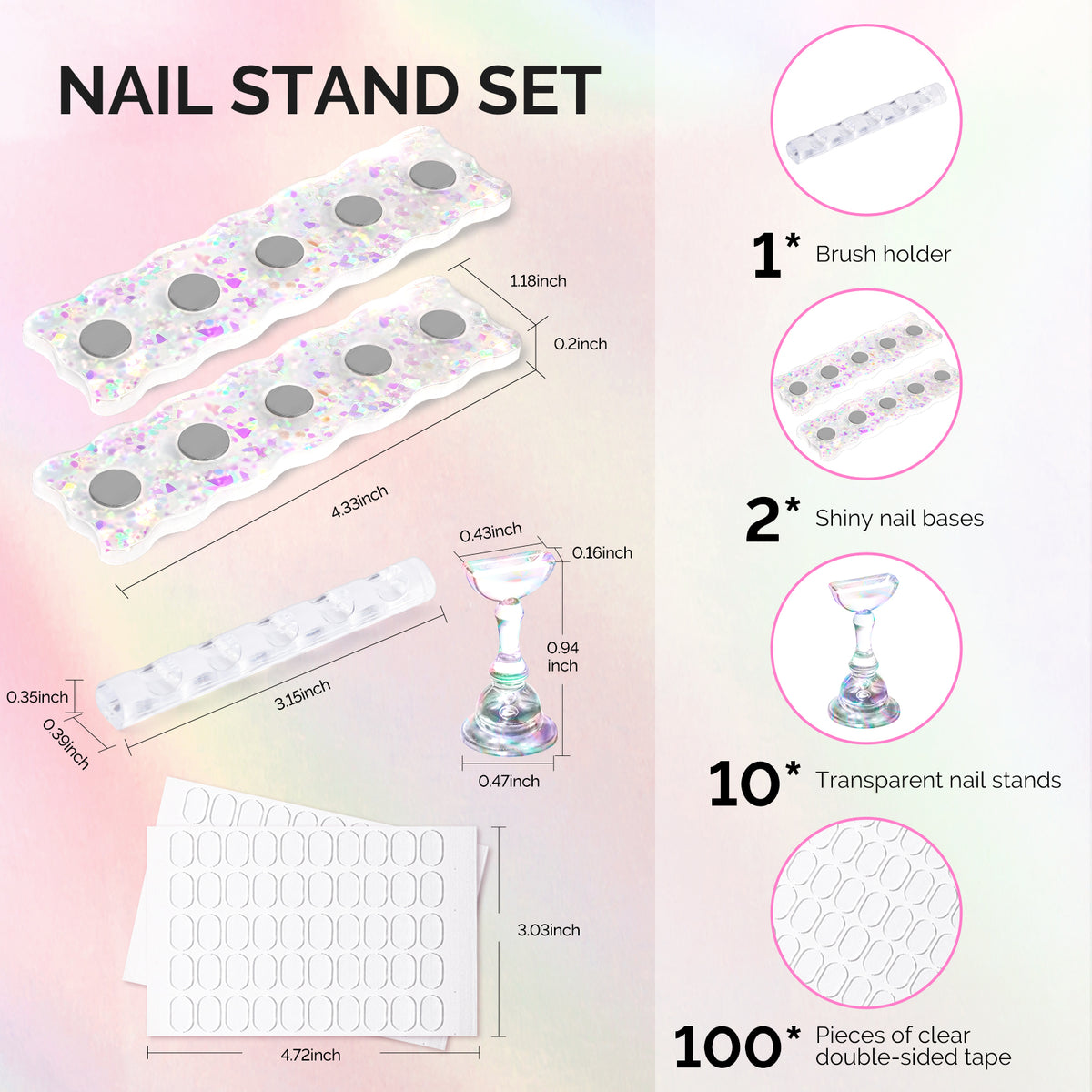 2-Set Acrylic Magnetic Base Nail Stand for Press Ons