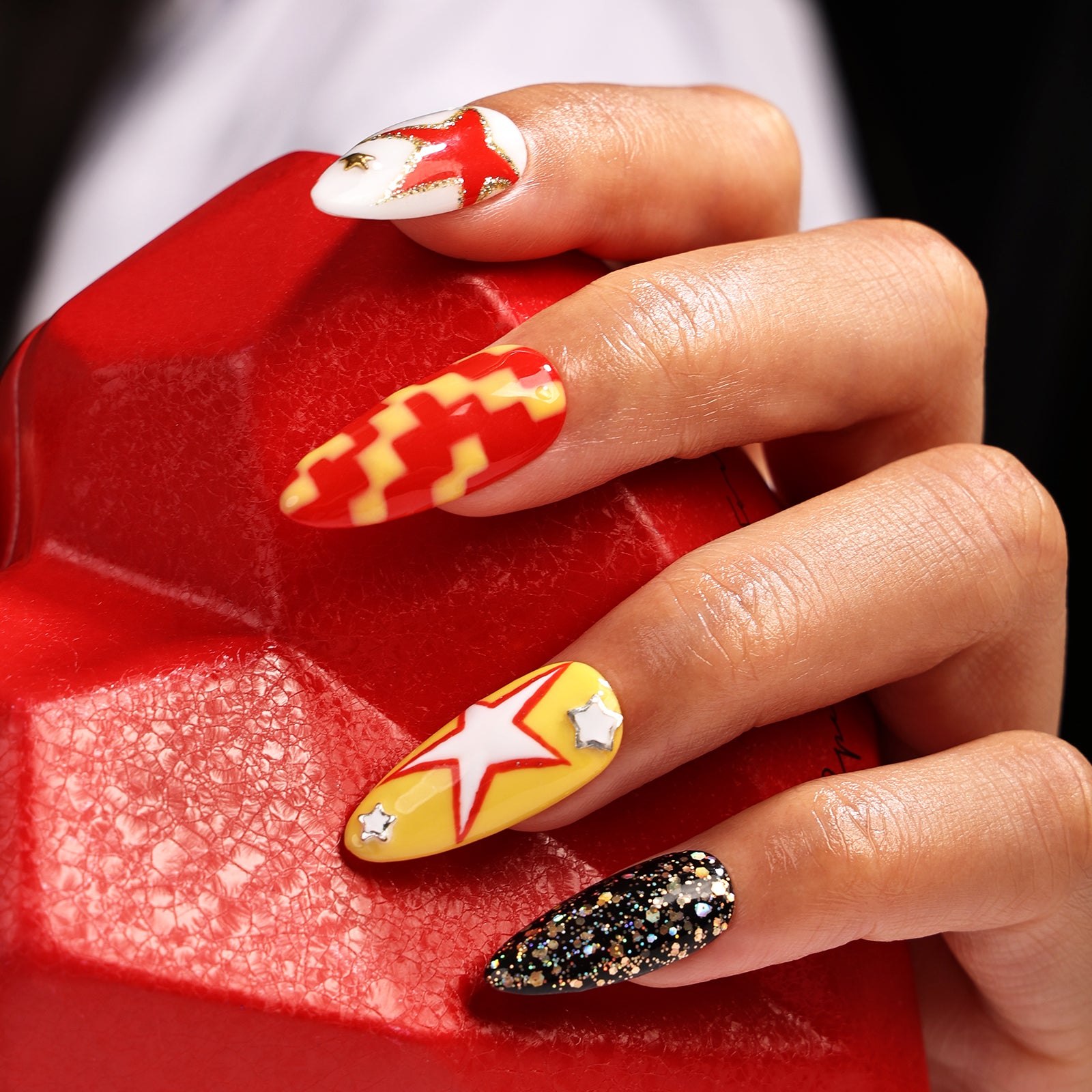 Fiery Frenzy Stiletto Regular Press On Nails | MelodySusie