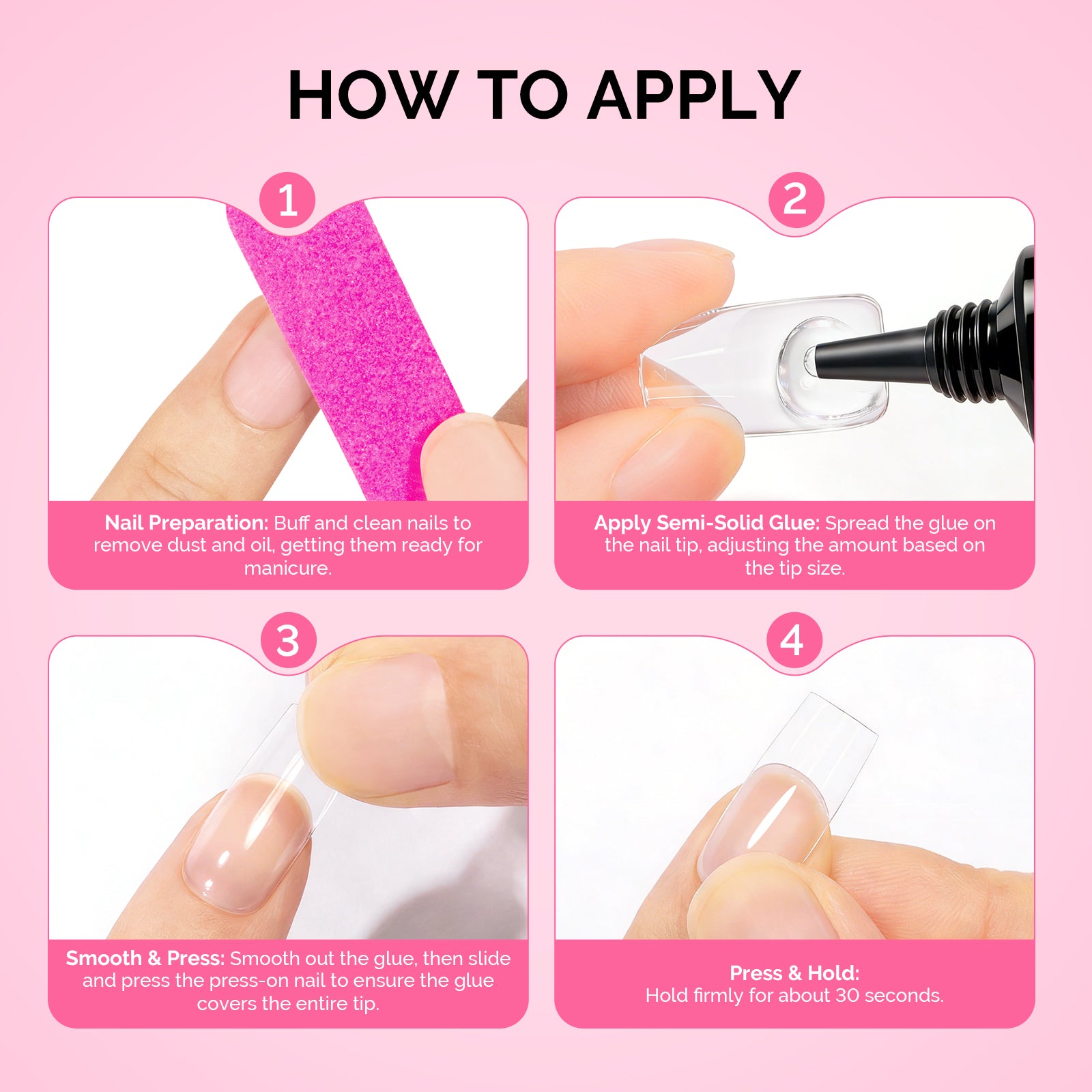 6Pcs Semi Solid Nail Glue