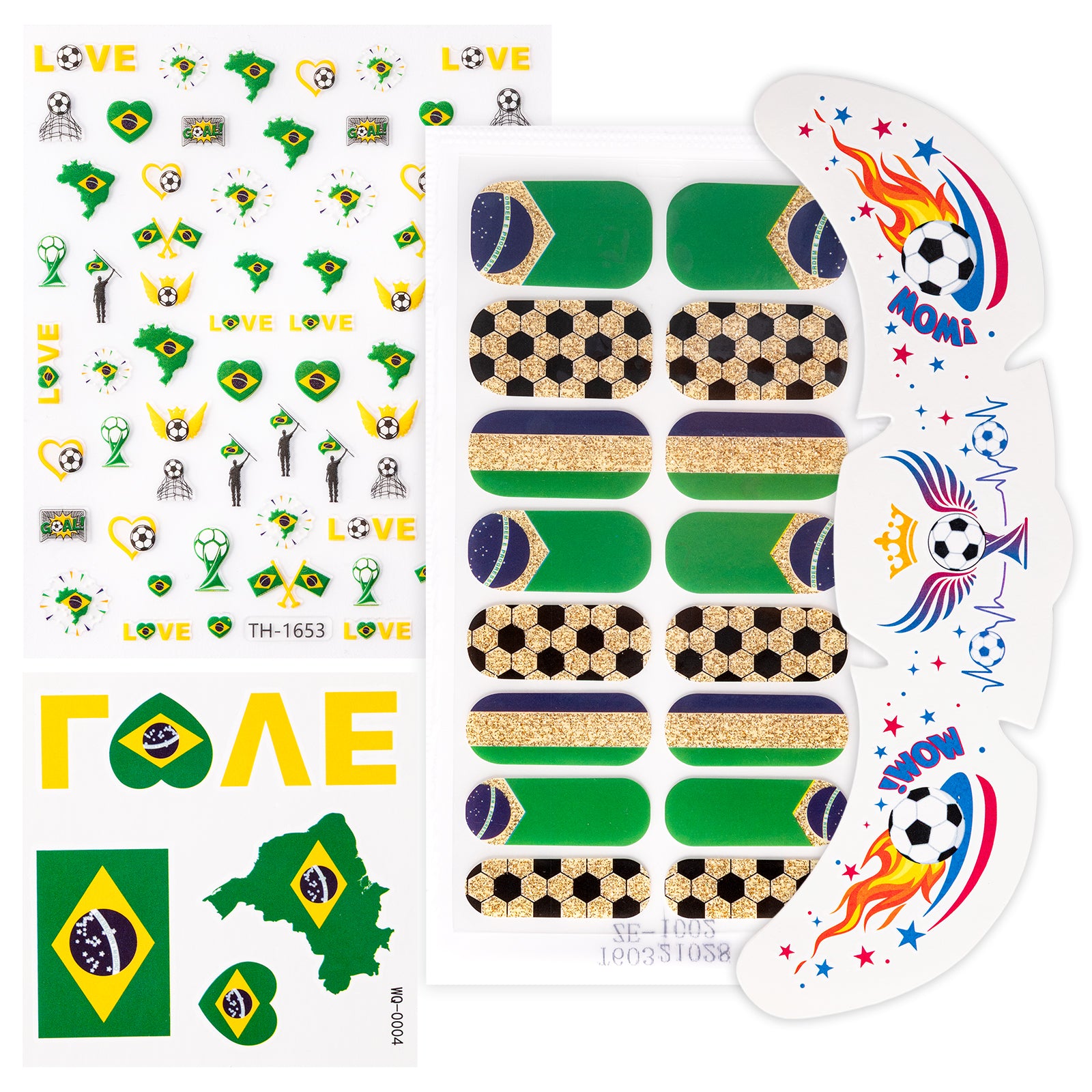 Gameday FanGlow Kit with World Cup Soccer Flag Nail Strips & Face Temporary Tattoos