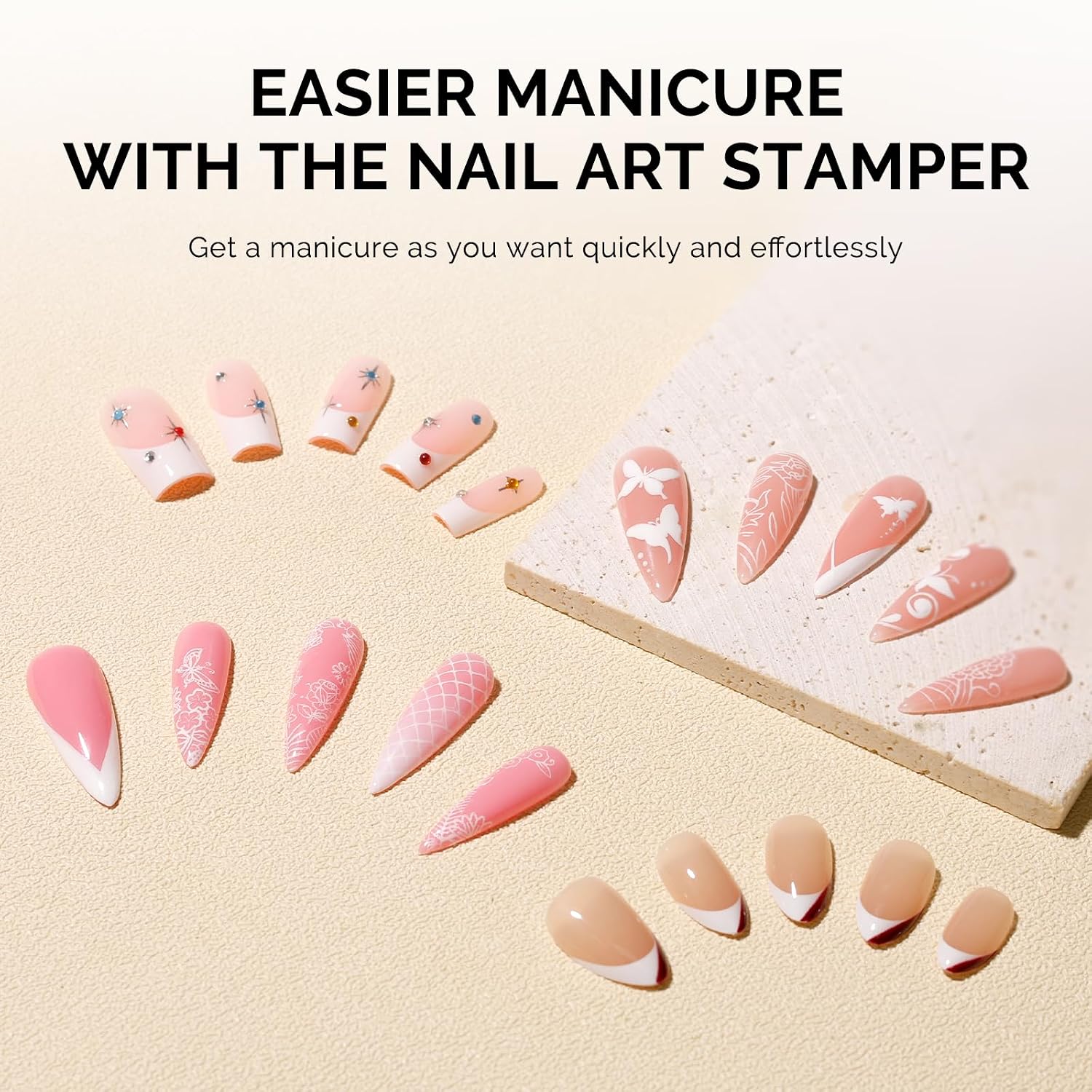 French Nail Stamper Kit with Stamping Plates 6PCS