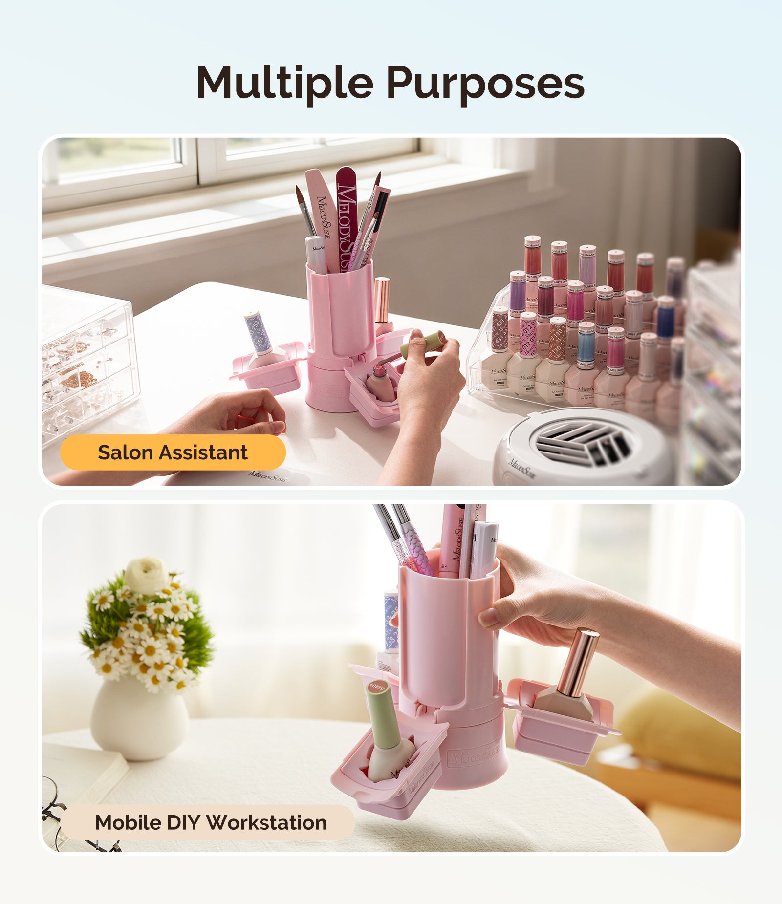 GelCarousel Rotatable Nail Art DIY Station - Pink