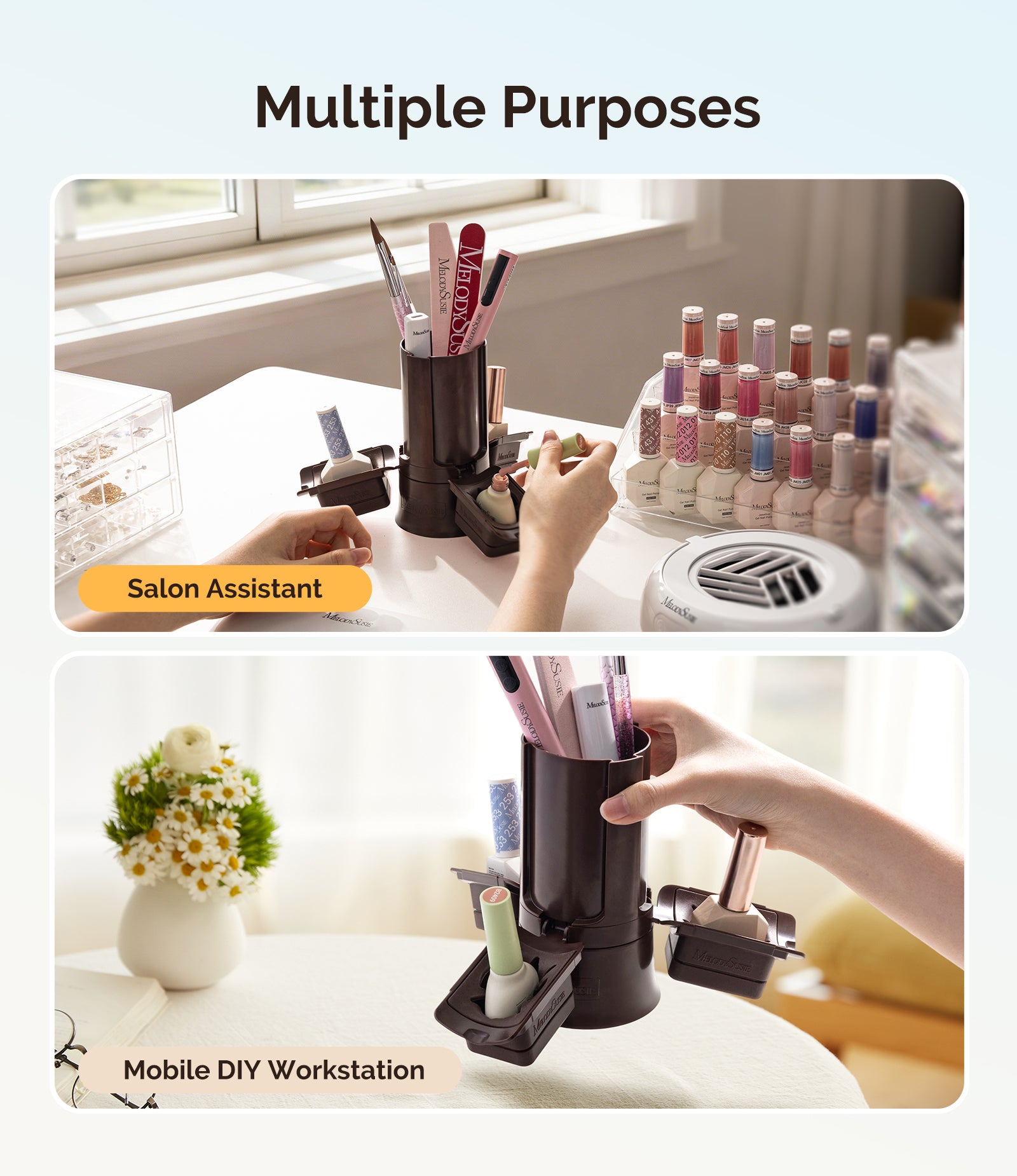 GelCarousel Rotatable Nail Art DIY Station - Brown