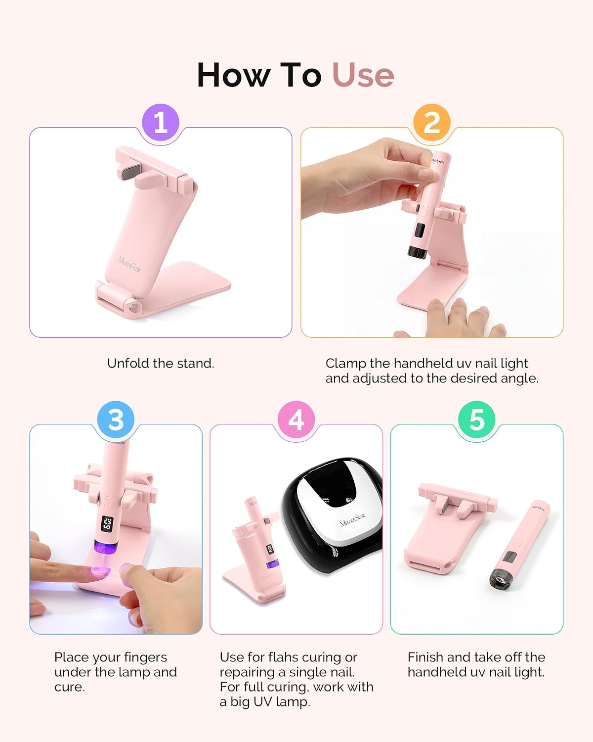 Nail Lamp Stand & Holder for Flash Cure Handheld UV Light