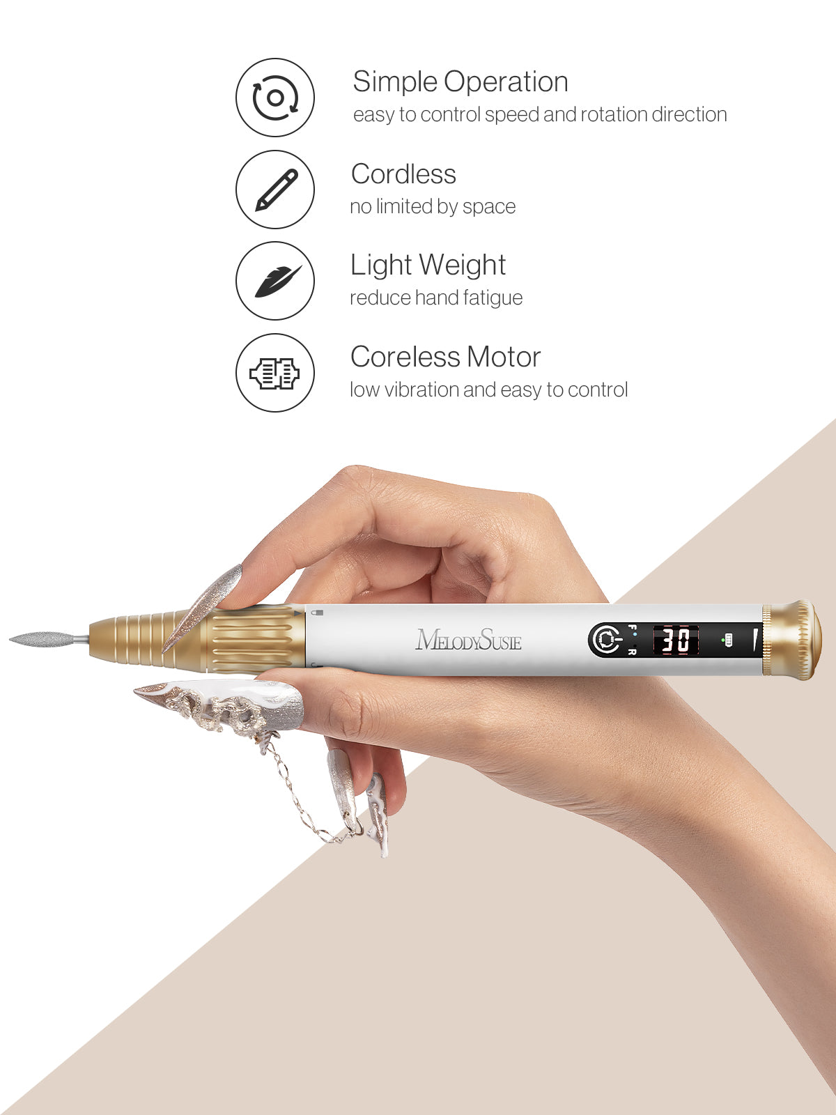 SP1 Nail Drill 30000 RPM is Simple Operation and have Coreless Motor