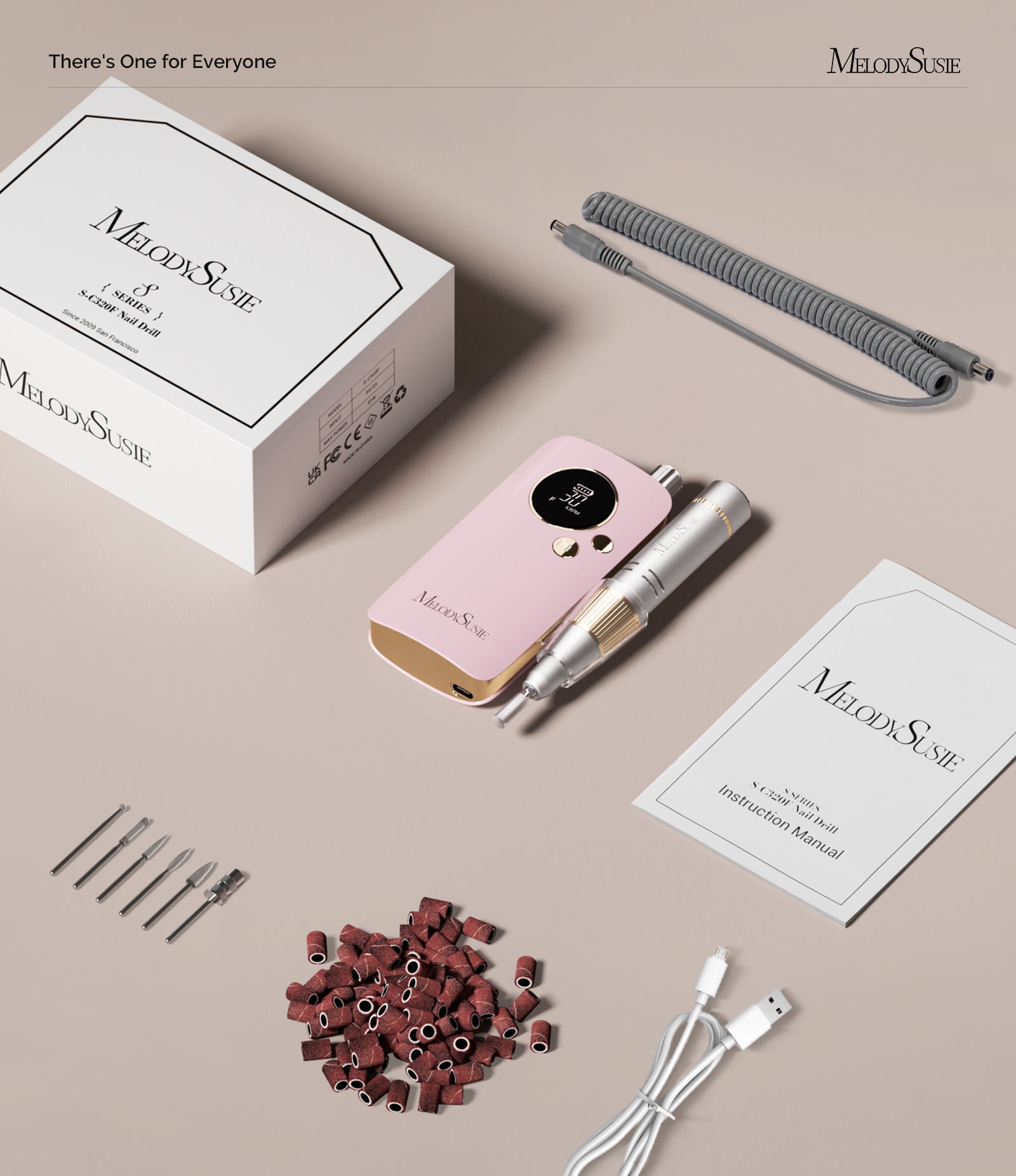 SC320F Clip-On Rechargeable Nail Drill 30,000RPM - Pink Gold