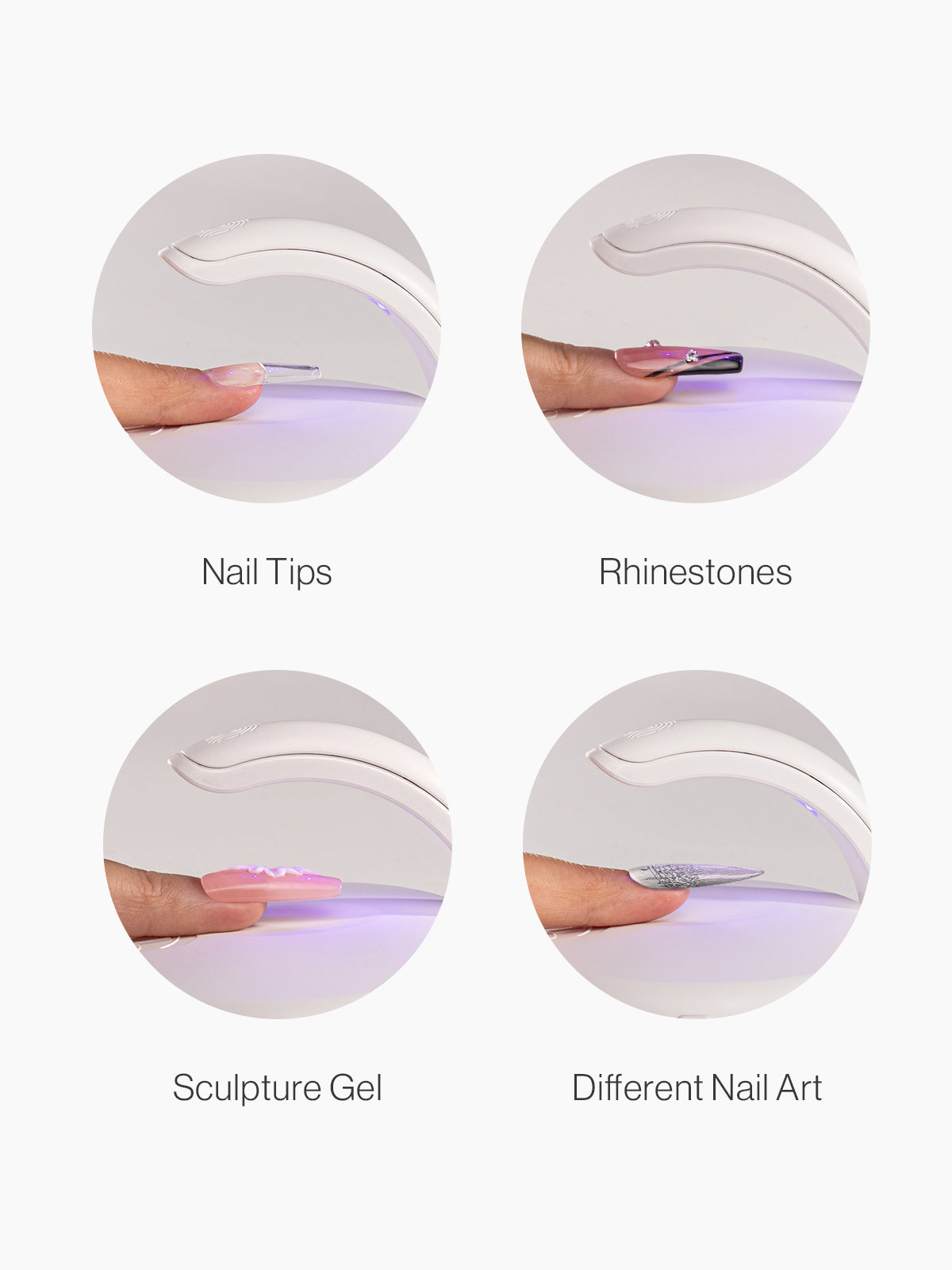 Rechargeable Mini 2 in 1 LED/UV Nail Art Lamp can curing nail tips, rhinestones, scuplture gels