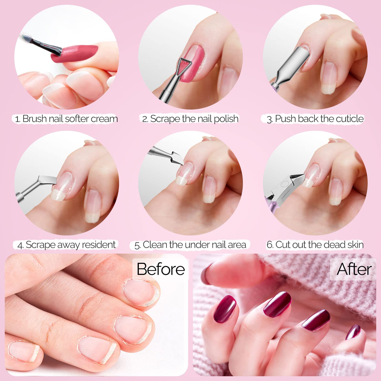 Acrylic Nail Clipper 4 in 1 Kit Pink