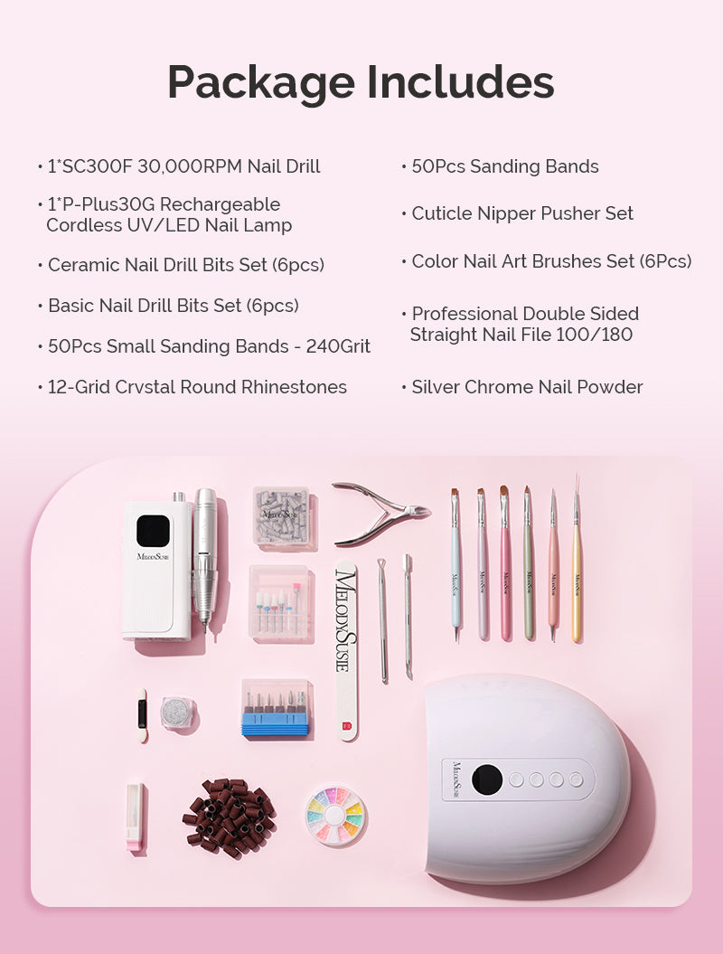 Melodysusie x Prettyndivine SC300F Nail Drill & P-Plus30G Nail Lamp Gi