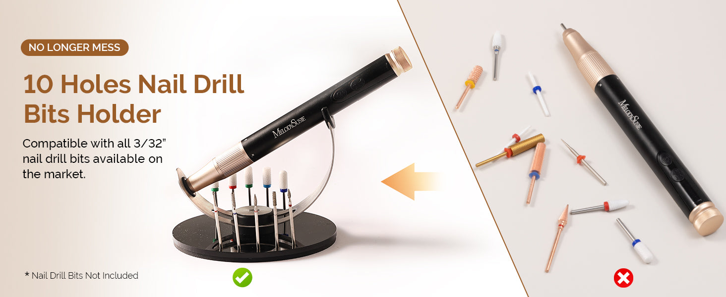 Pen Nail Drill Holder with 10 Holes Nail Drill Bits