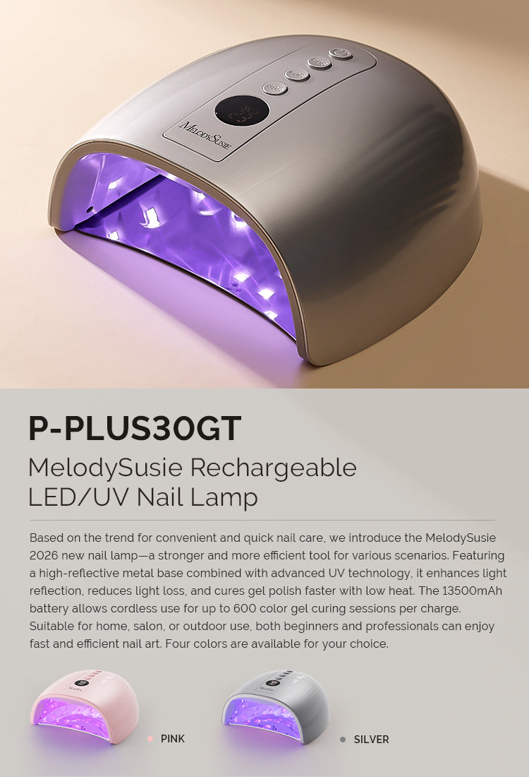 New Upgraded P-PLUS30GT Rechargeable Cordless UV/LED Nail Lamp - Silve