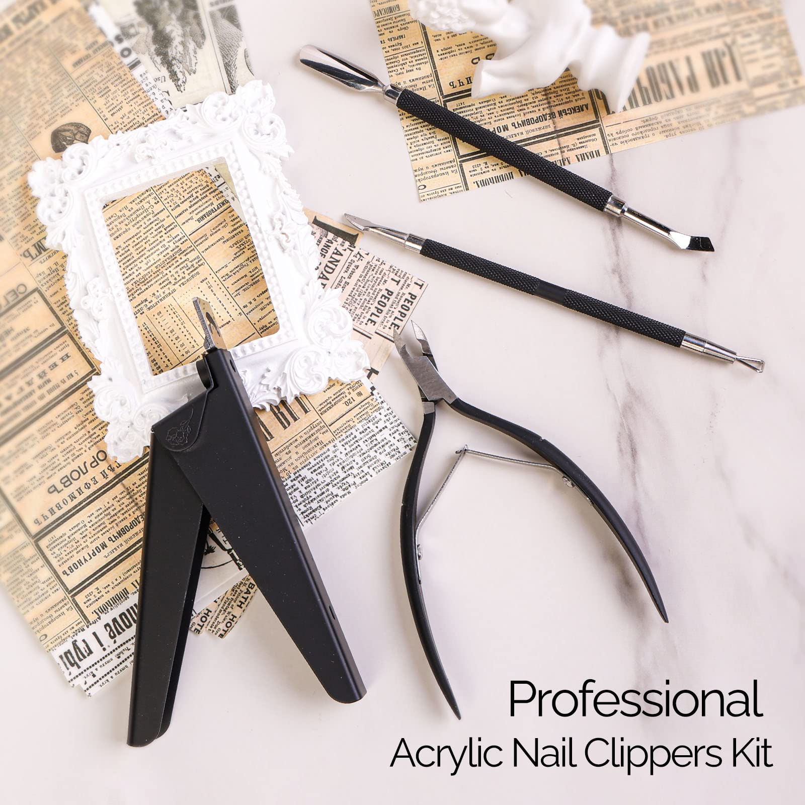Acrylic Nail Clippers 4 in 1 Kit-Black