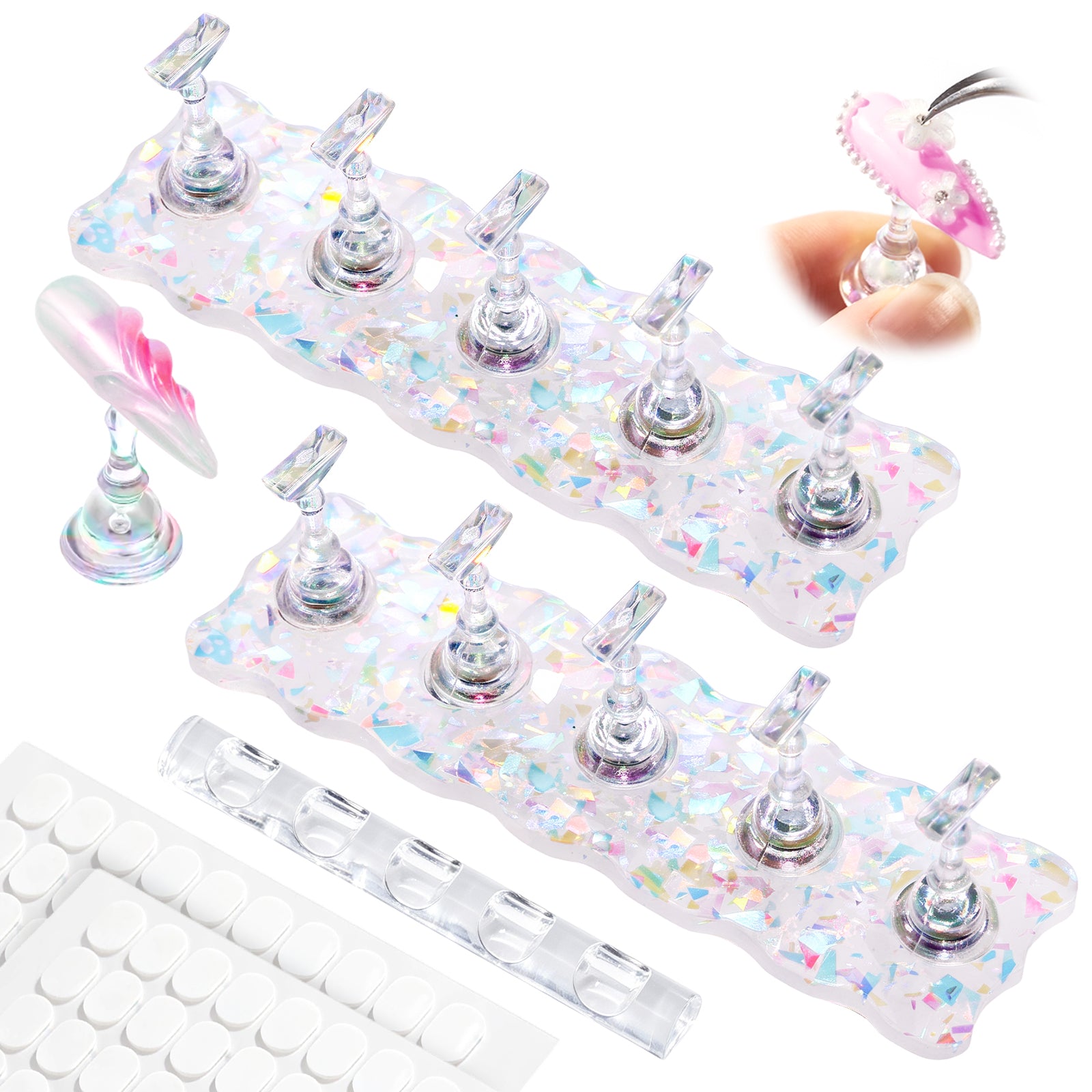 2-Set Acrylic Magnetic Base Nail Stand for Press Ons