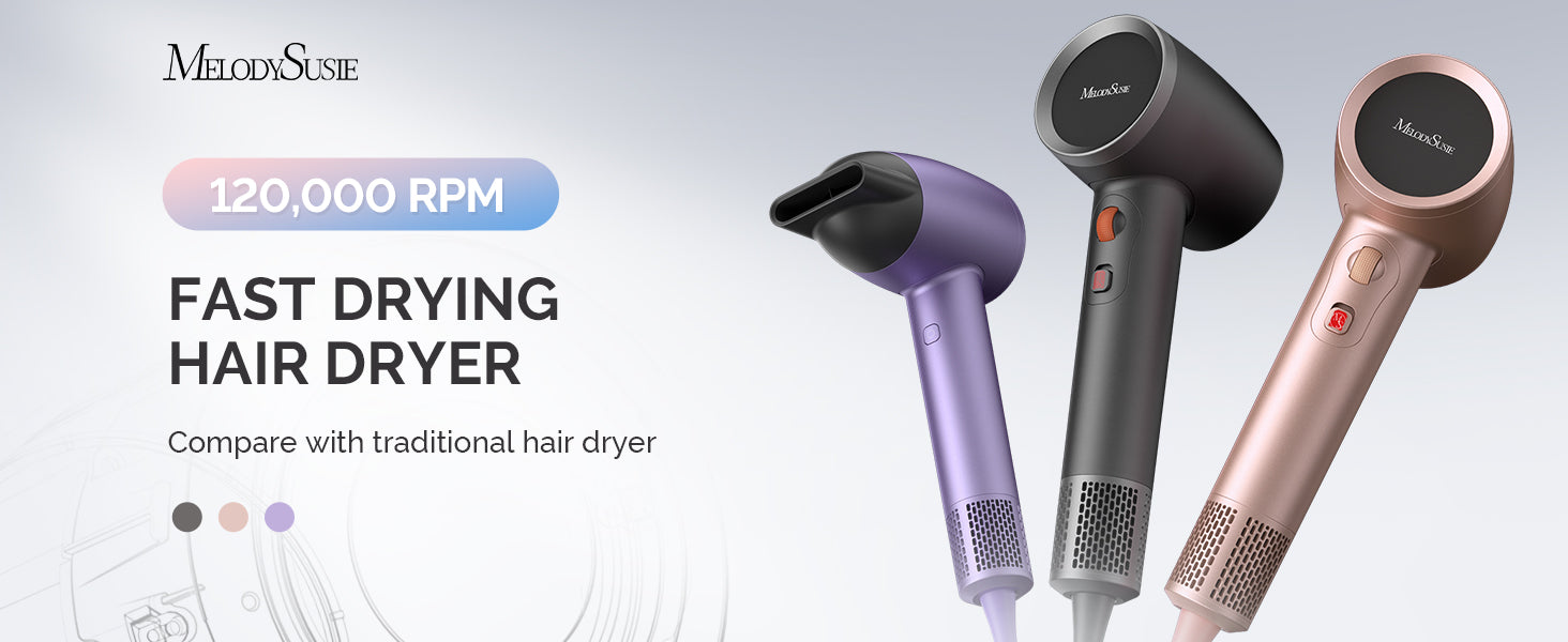 Portable Ionic Hair Dryer 120,000 RPM Gift Box - Pink (US ONLY)