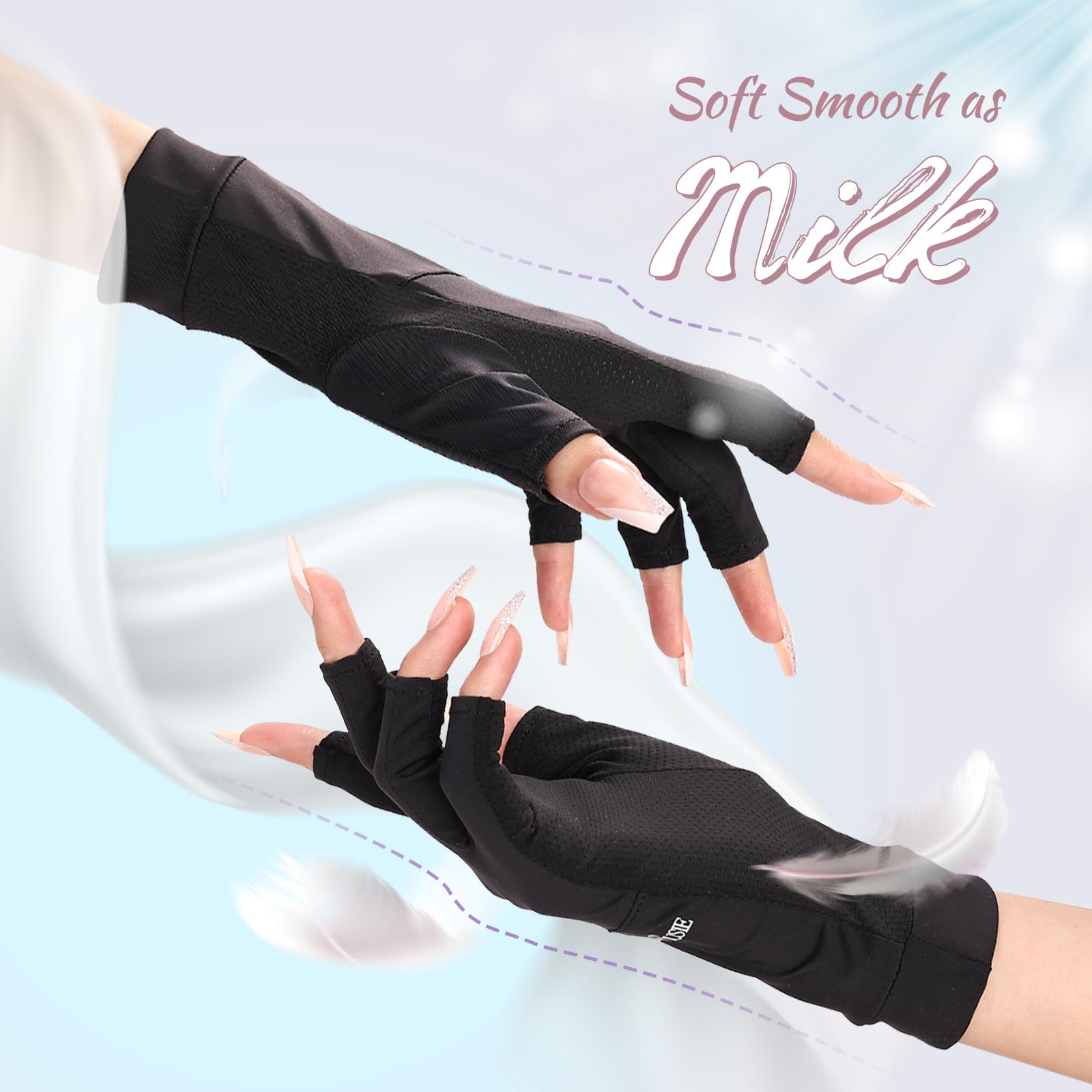 Premium UV Shield Manicure Gloves - Black