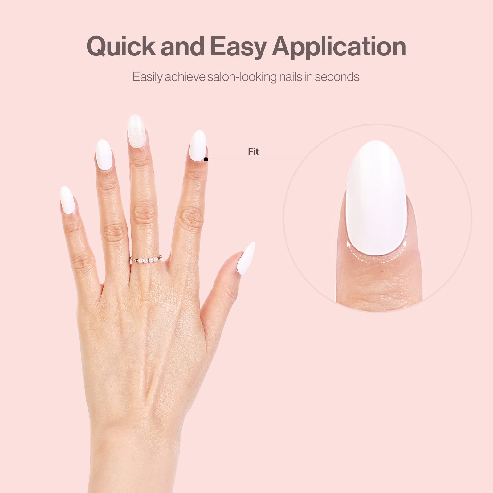Acrylic Press On Nails - Short Almond Shape Classic White