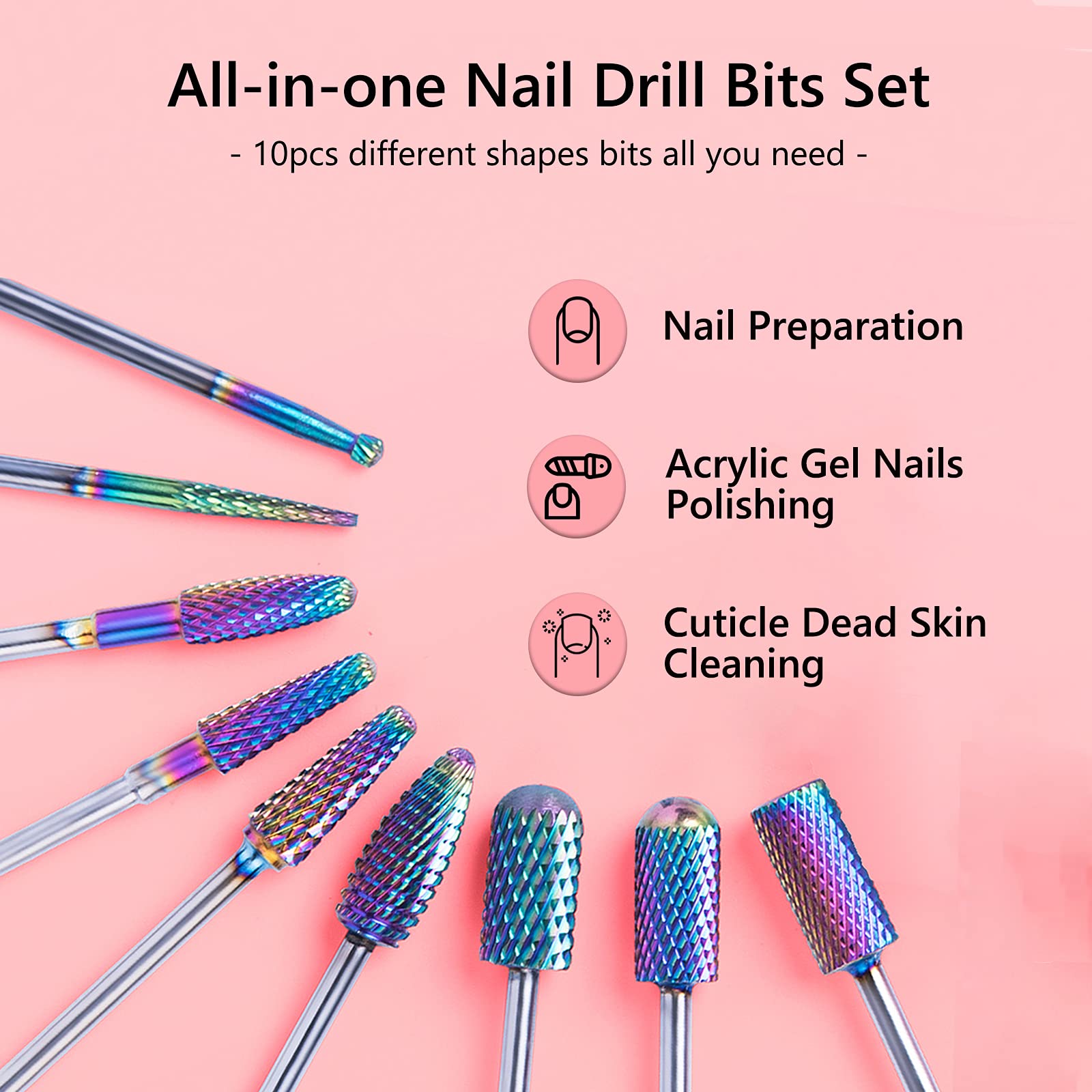 finibir 3/32 Drill Bits for Nails,Box Contains 14 Nail Drill Bits, Includes  Cuticle Drill Bit for Nails and Acrylic Nail Drill,DIY Manicure Yourself  Quickly and Painlessly, White, 6359863AL : Amazon.in: Beauty