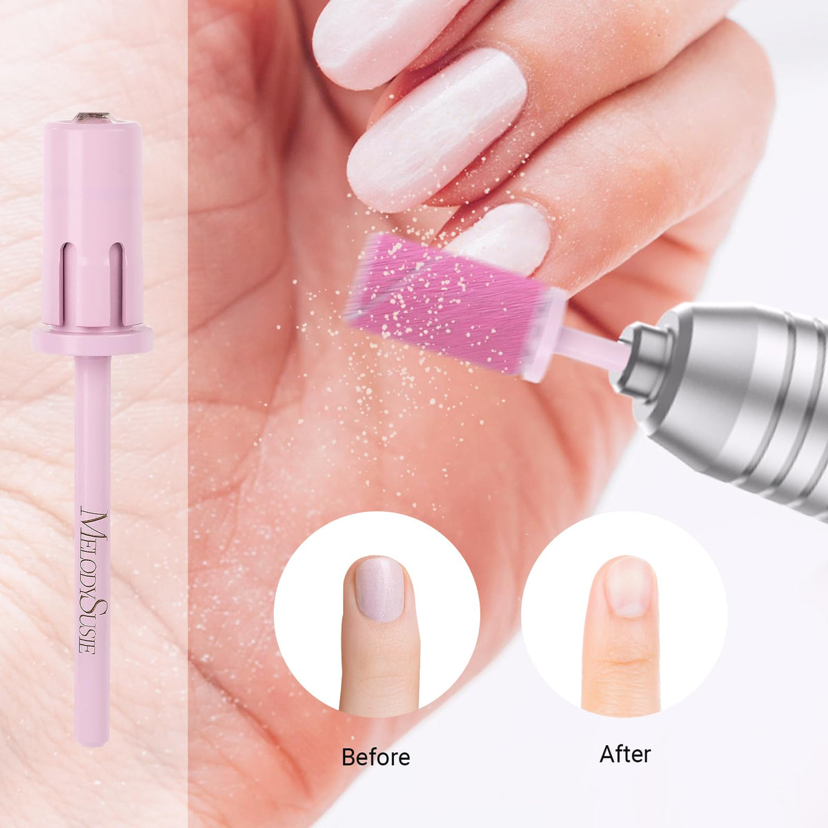 Crystal Top Mandrel Bit for Nails, 3/32'' Easy Off Nail Drill Bits for