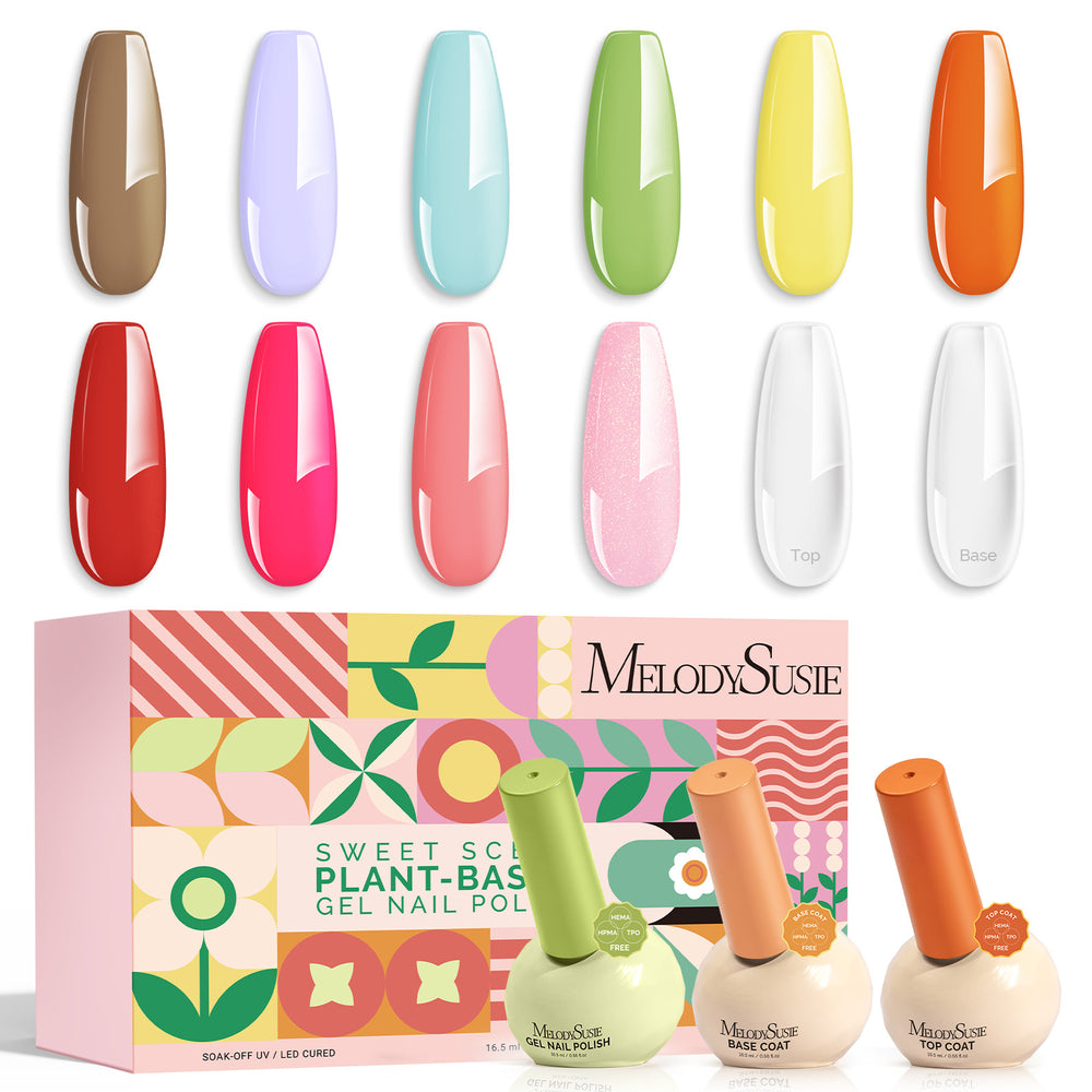 Fleurwee Dopamine gel polish set 12 shades plant based HEMA free HPMA free TPO free formula Mothers Day nail colour gift