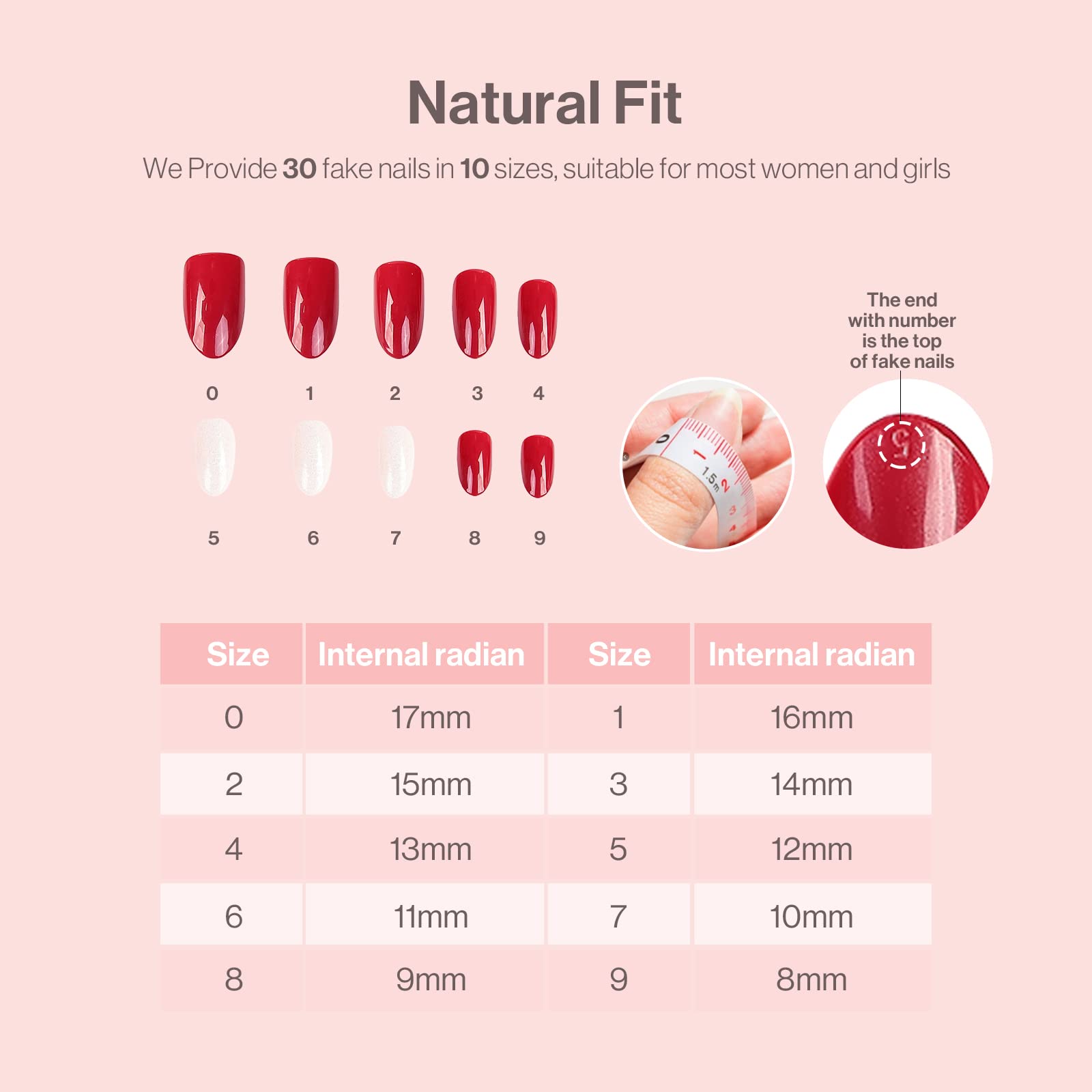 Acrylic Press On Nails - Short Almond Shape Elegant Red
