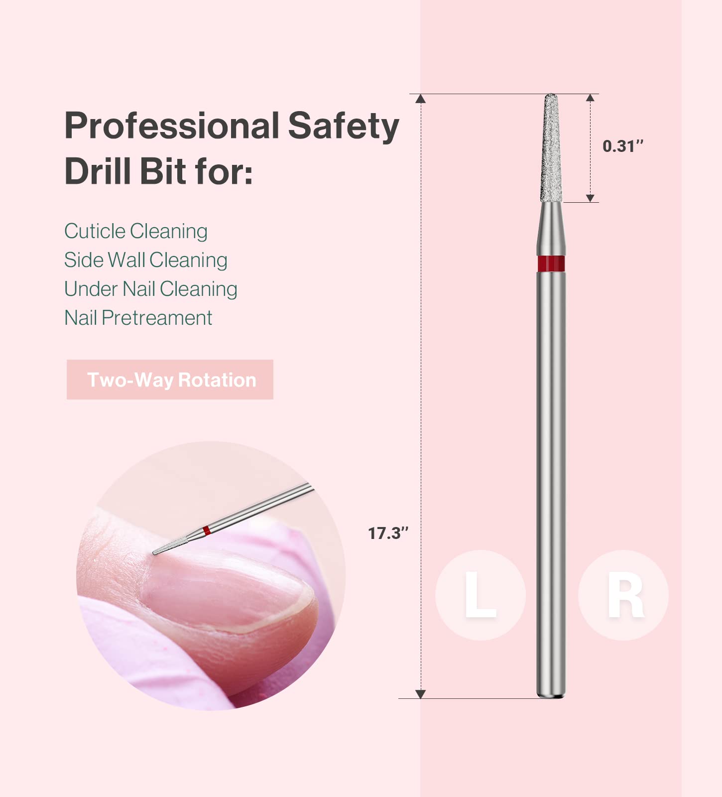 1.8mm Round Tapered Carbide Diamond Under Nail Cleaner Nail Drill Bit
