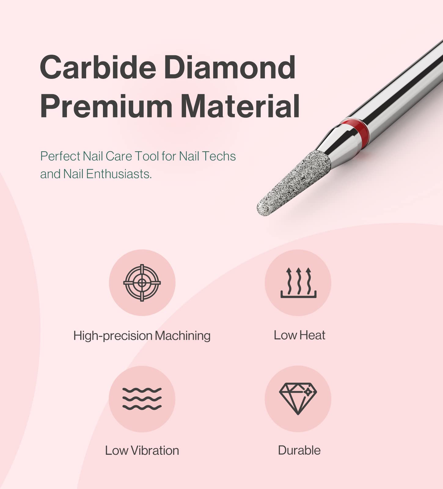 1.8mm Round Tapered Carbide Diamond Under Nail Cleaner Nail Drill Bit