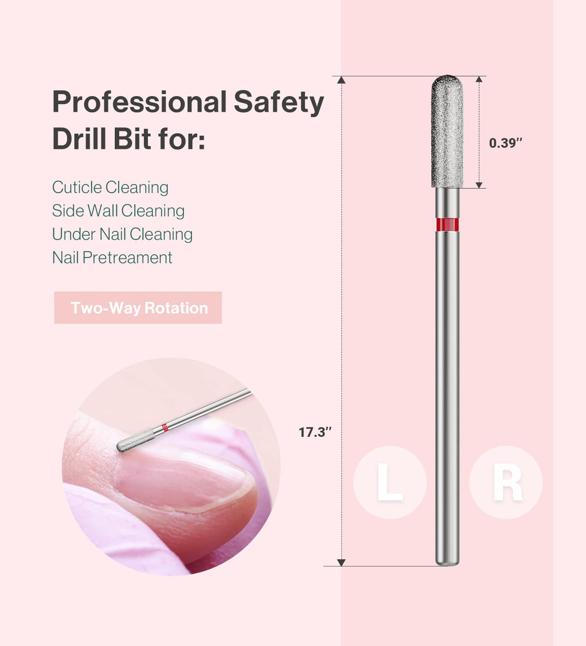 3mm Rounded Top Barrel Carbide Diamond Under Nail Cleaner Nail Drill B